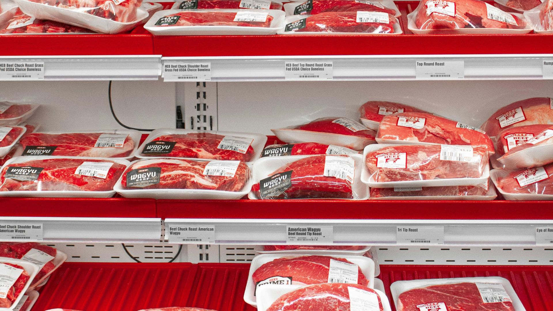 A display in a store filled with lots of meat