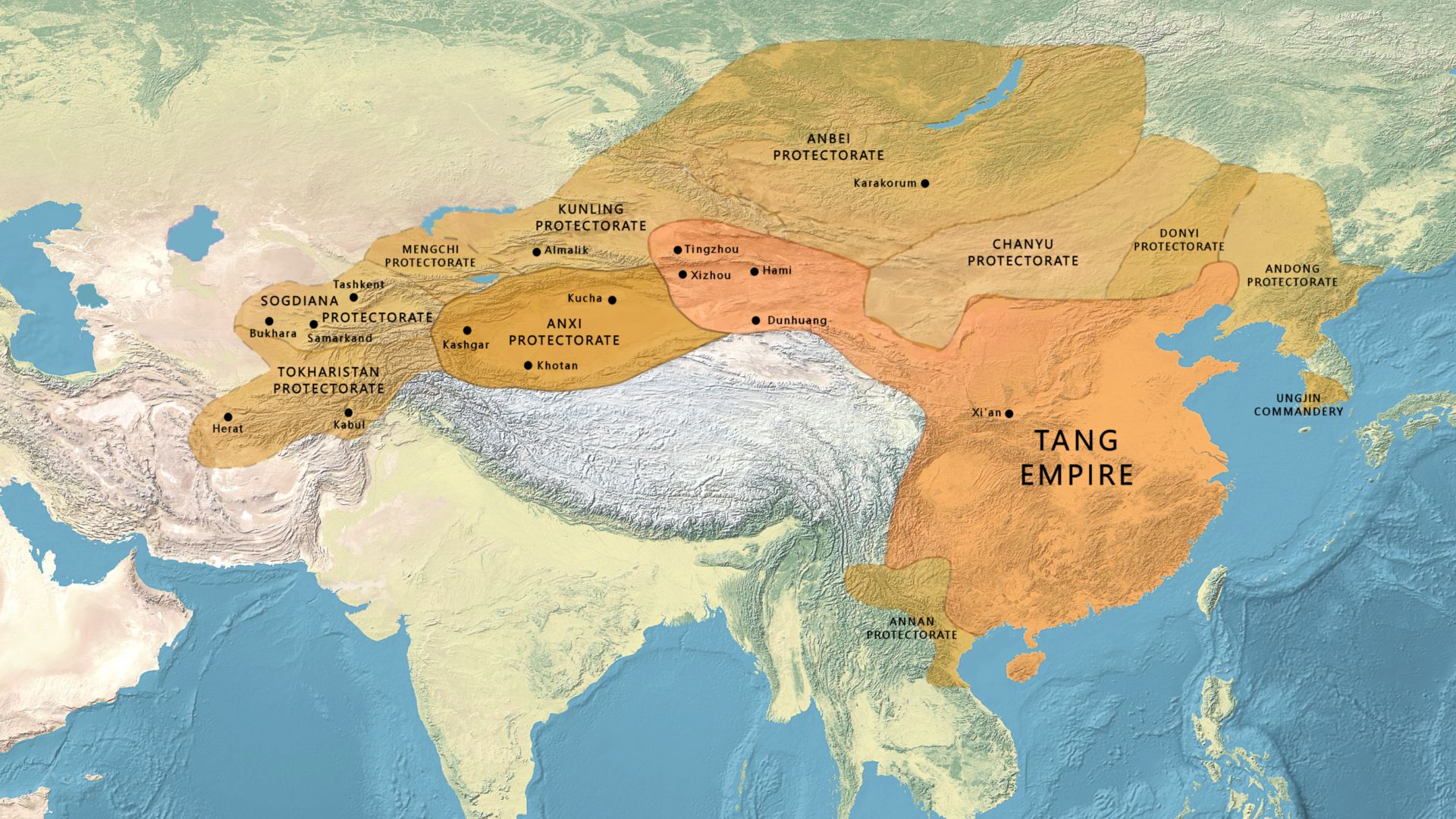 File:Map of the Tang Empire and its Protectorates circa 660 CE.png