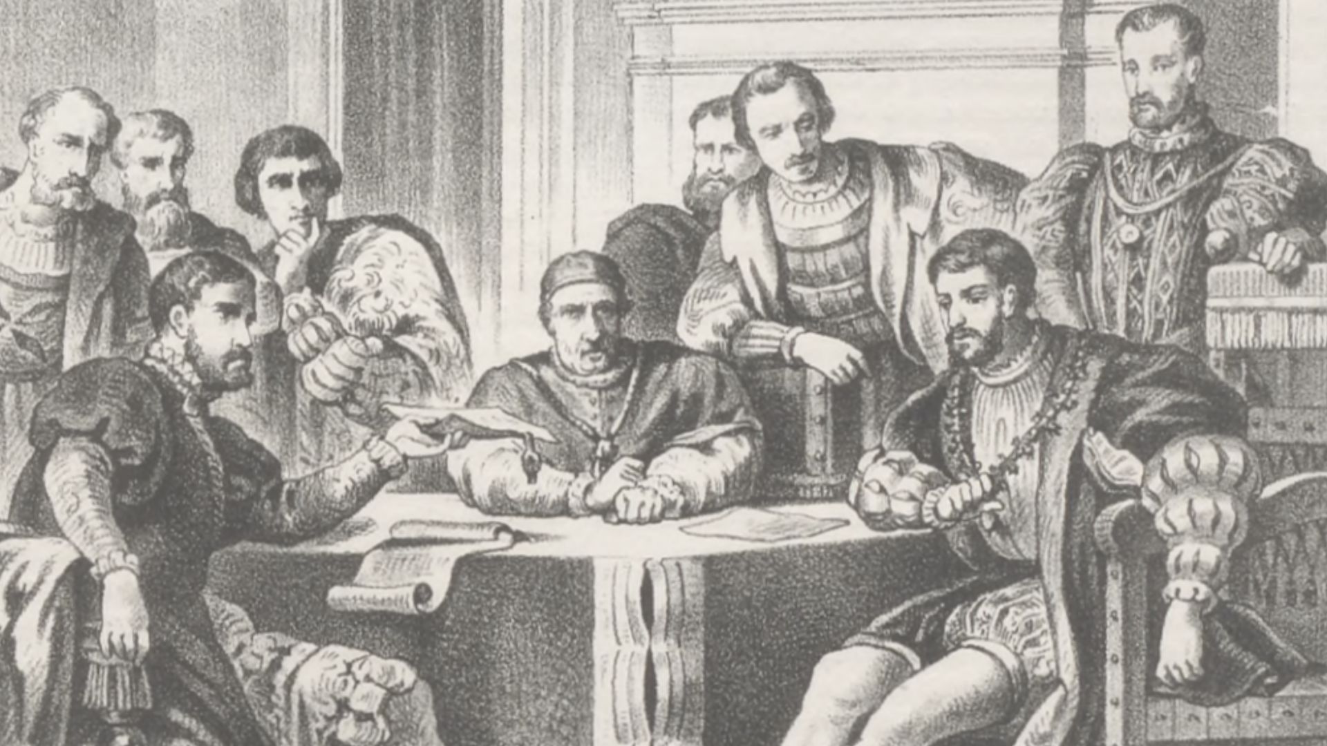 File:Interview of Charles V with Henry VIII of England (Treaty of Brugges), 1521.png