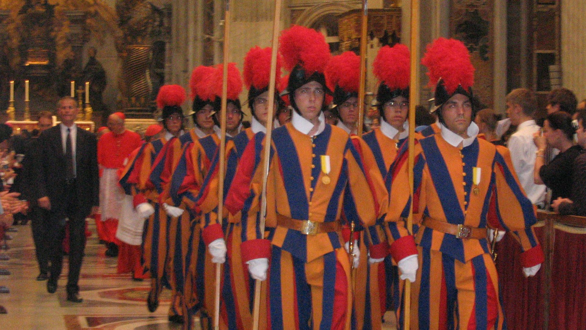 File:Group of swiss guards inside saint peter dome.jpg