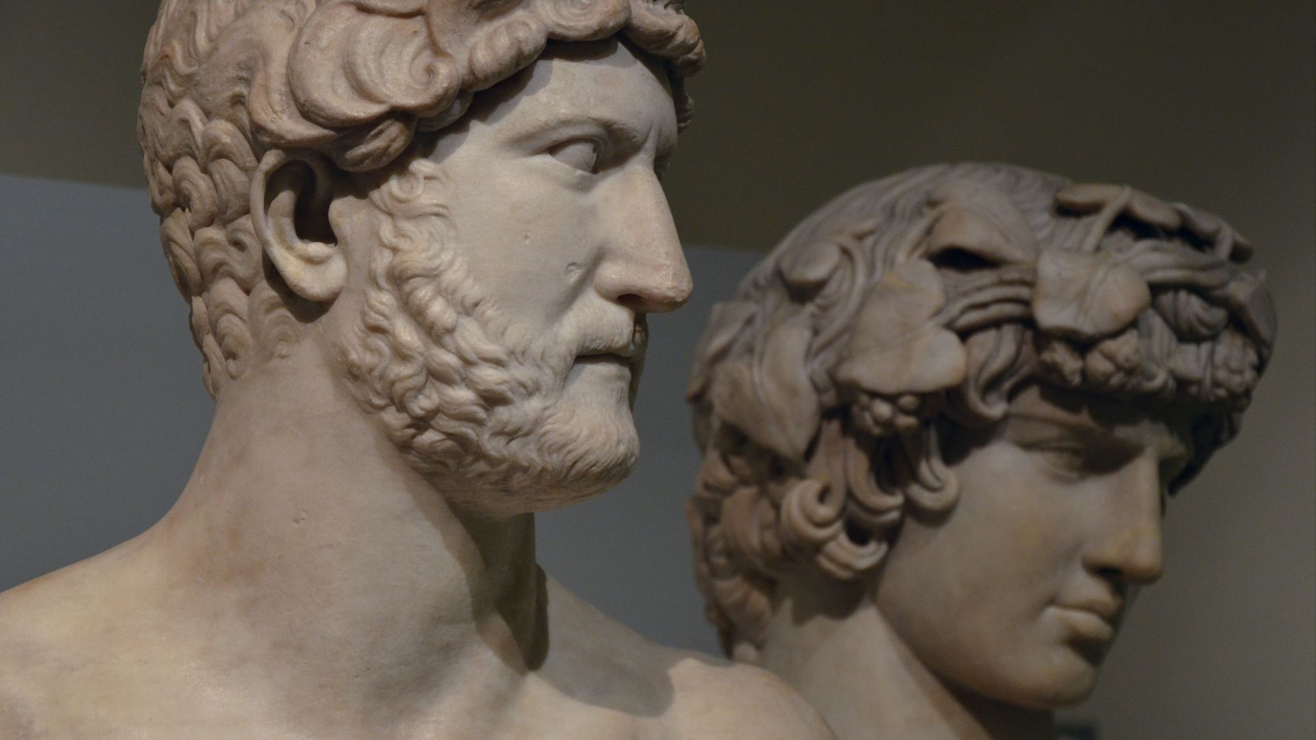 File:Marble Busts of Hadrian & Antinous, from Rome, Roman Empire, British Museum (16517587460).jpg