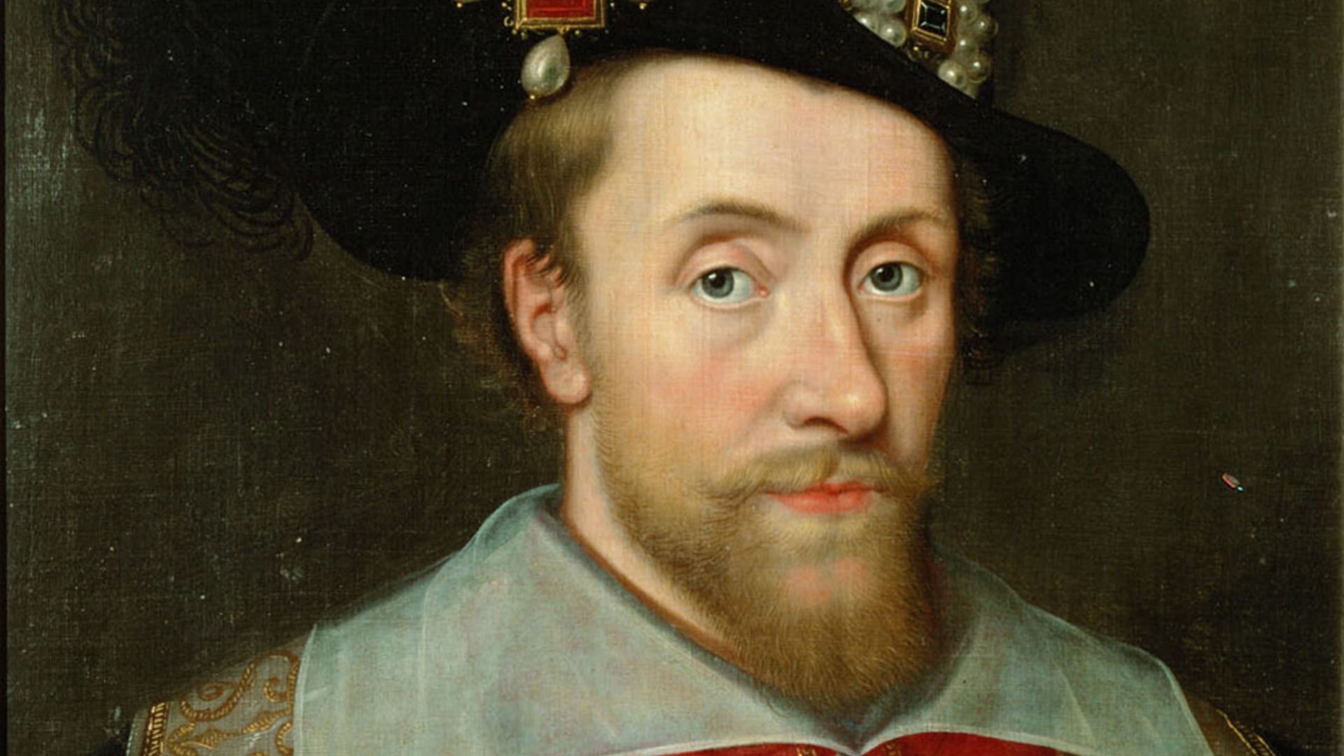 File:Portrait of James I of England wearing the jewel called the Three Brothers in his hat.jpg