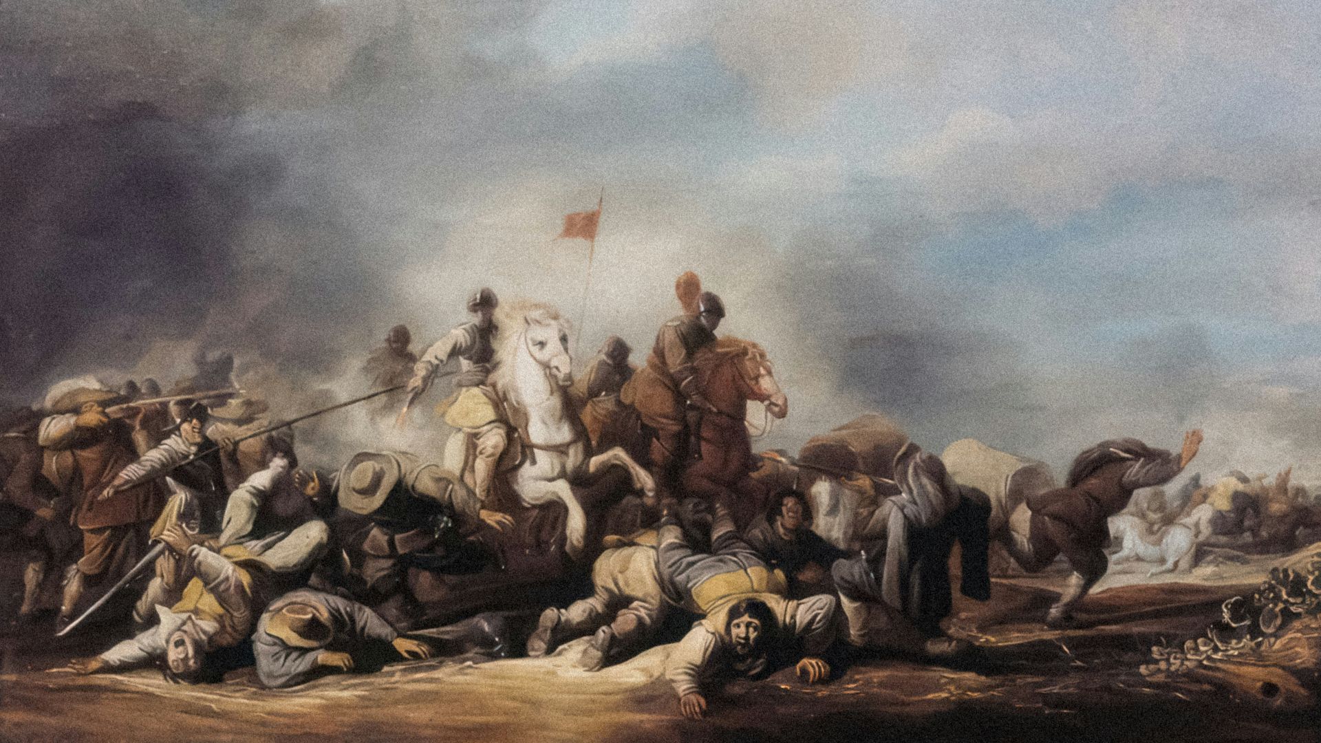 a painting of a group of men on horses