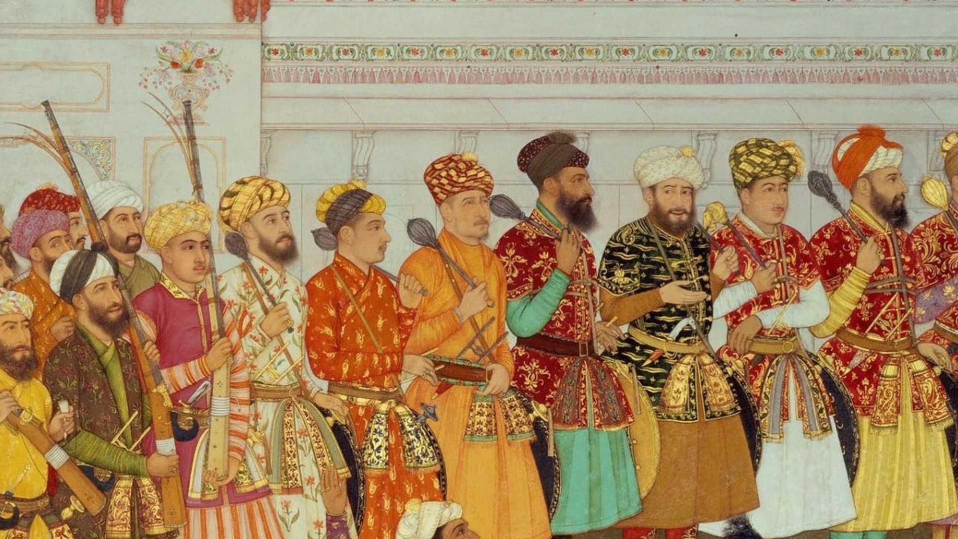 File:The Padshahnama, imperial court guards and nobles.jpg