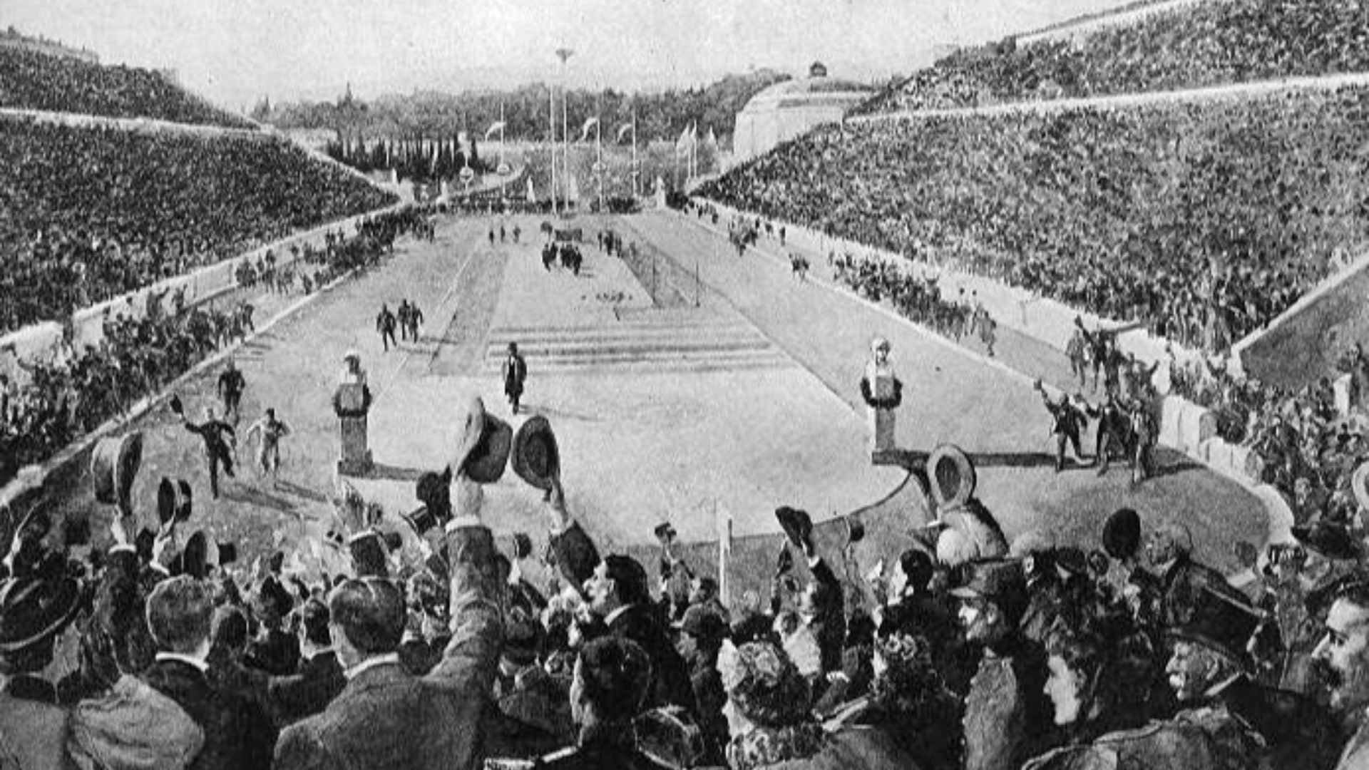 File:Louis entering Kallimarmaron at the 1896 Athens Olympics (cropped).jpg