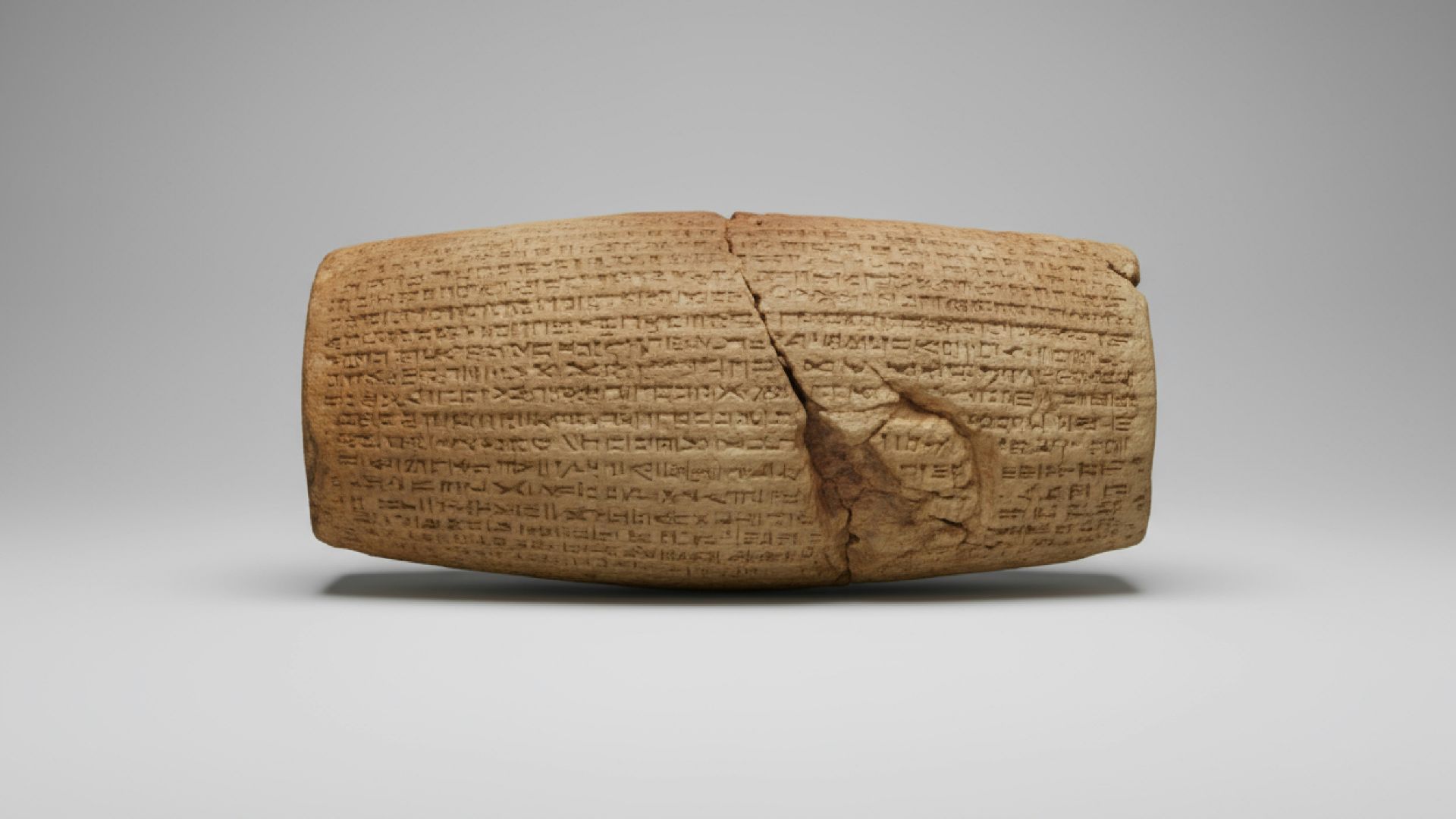 Cuneiform tablet with inscribed text on a plain background