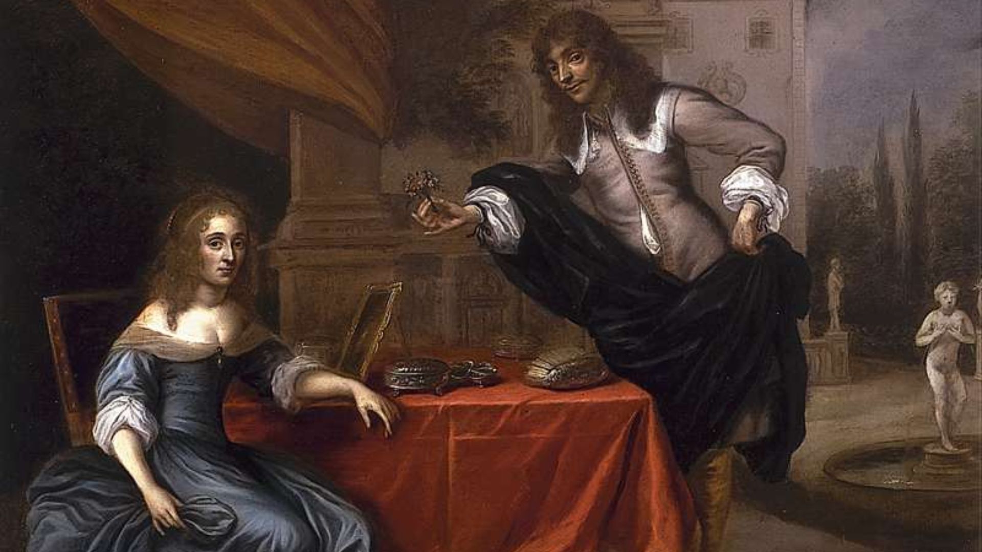 File:Carel van Savoyen - An elegant couple courting in a formal garden.jpg