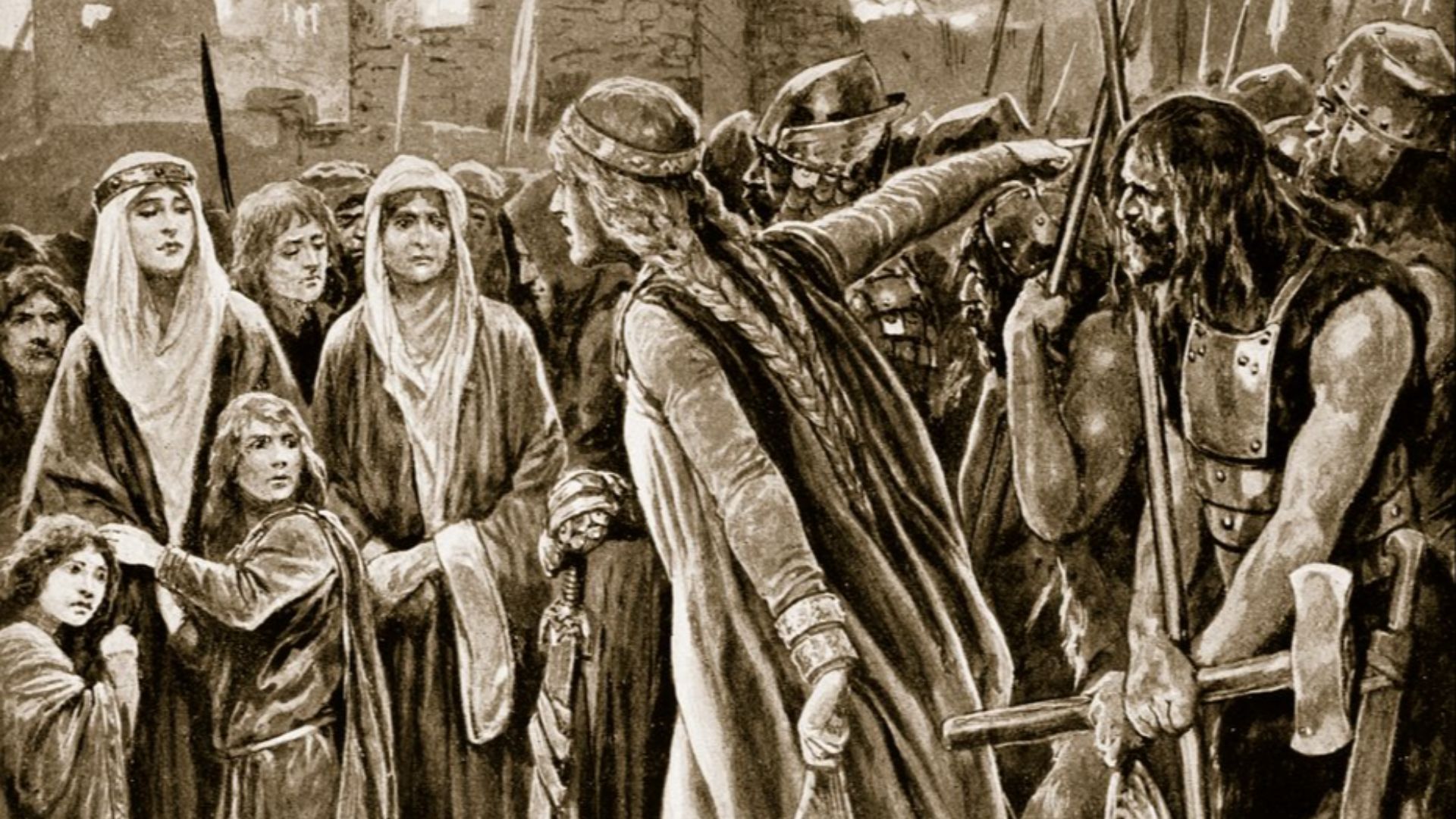 File:Richard Caton II Woodville - Prisoners before Ethelfled after the storming of Brecon (Brecenanmere), 916.jpg