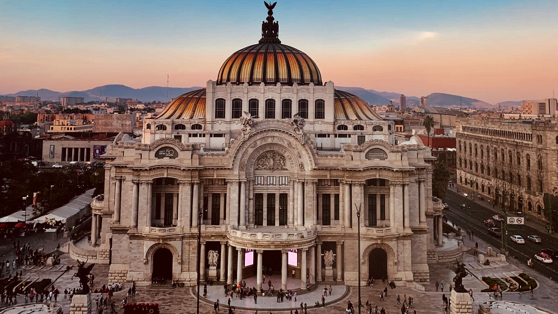 aerial photo of dome building under blue sky at daytime