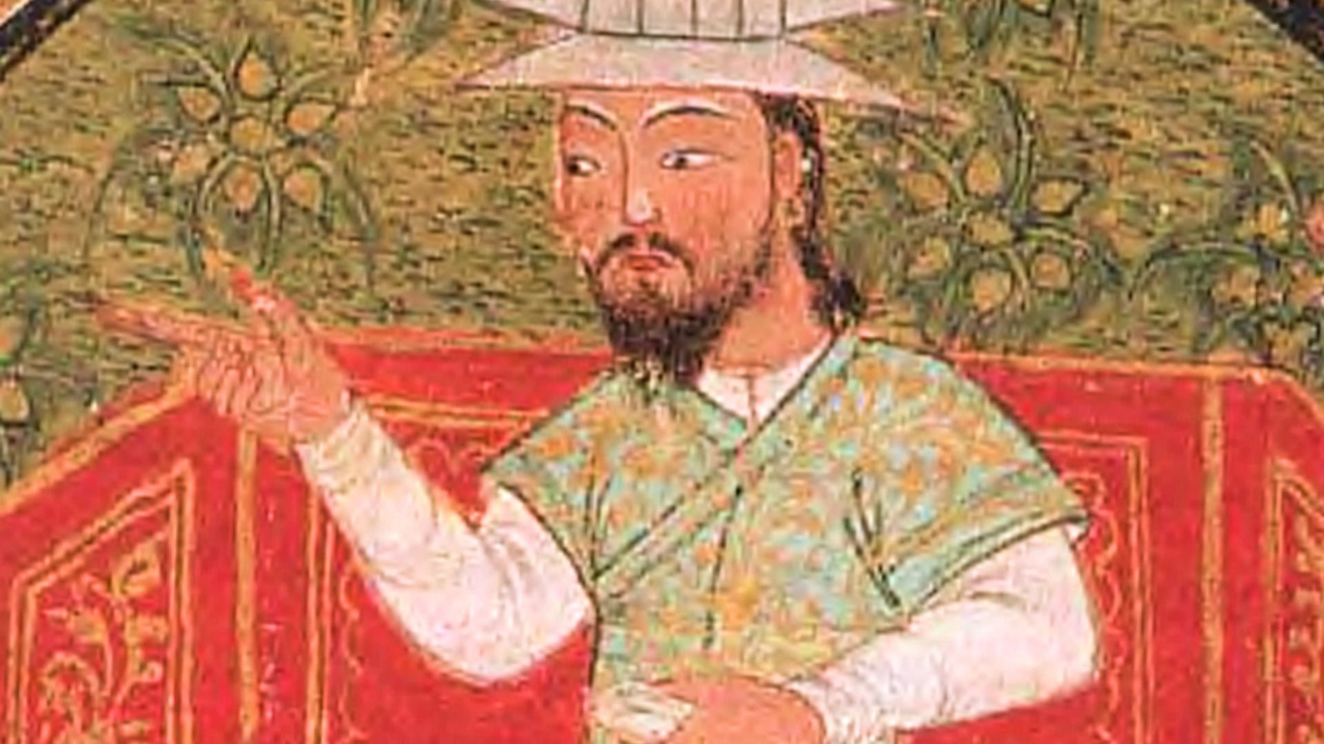 File:Timur seated (earliest known portrait), Timurid genealogy, 1405-1409, Samarkand (TSMK, H2152).jpg
