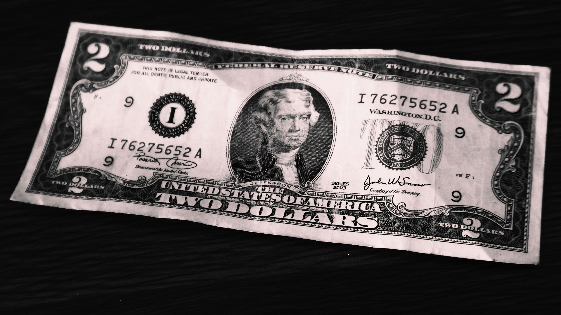 A united states two-dollar bill