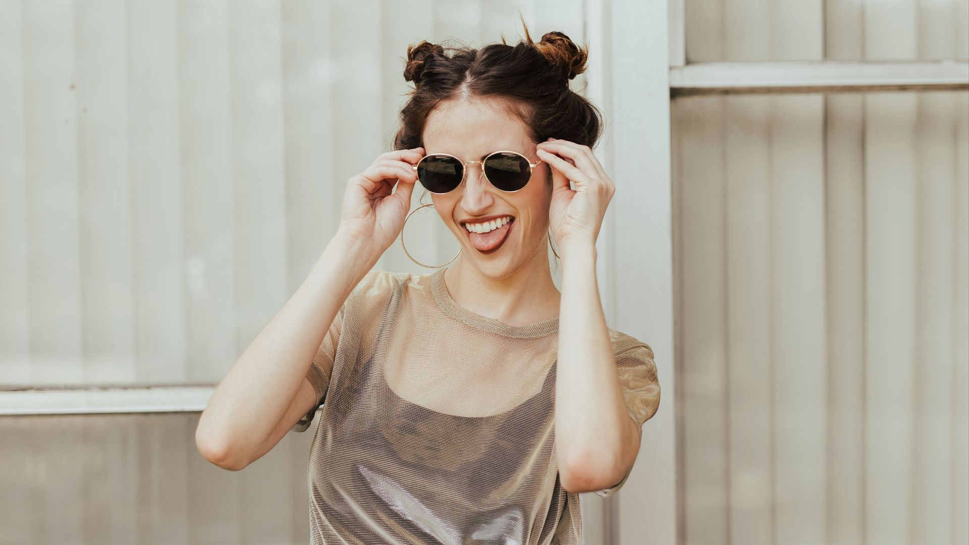 woman sticking her tongue out