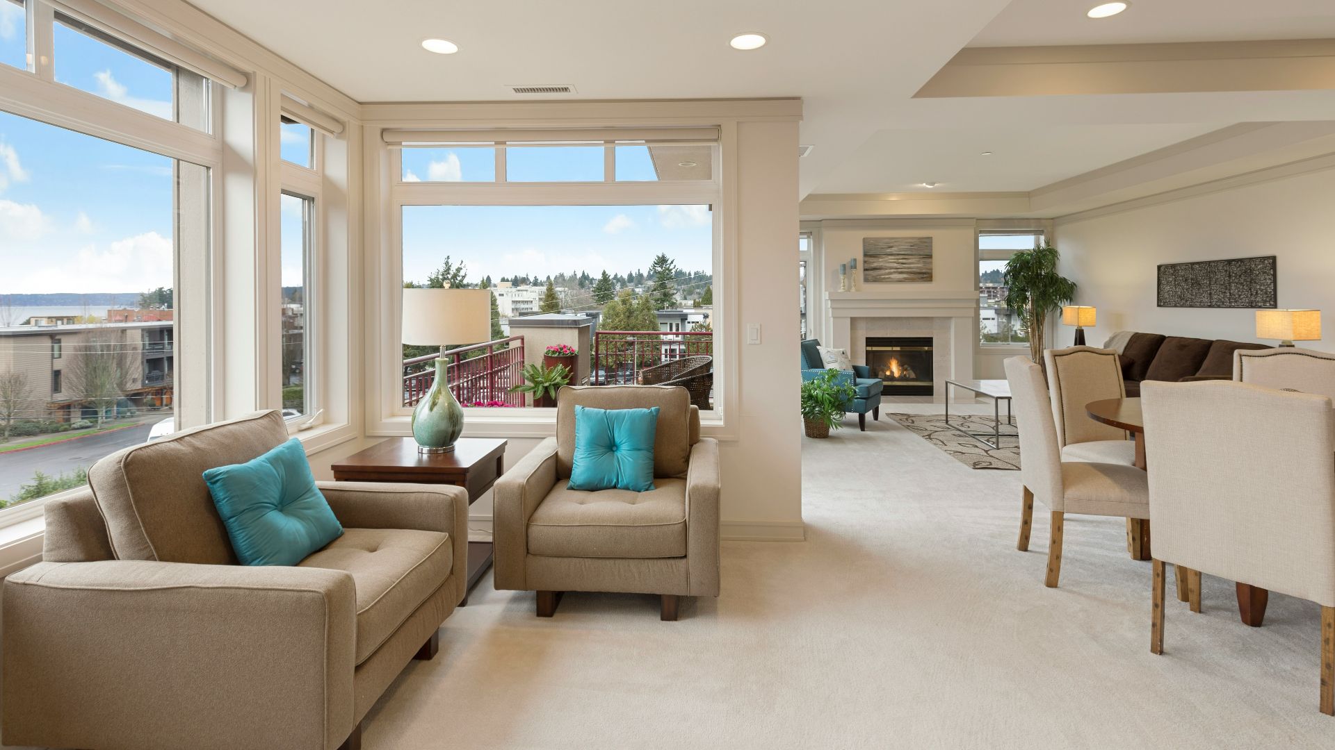 beige couch and armchair