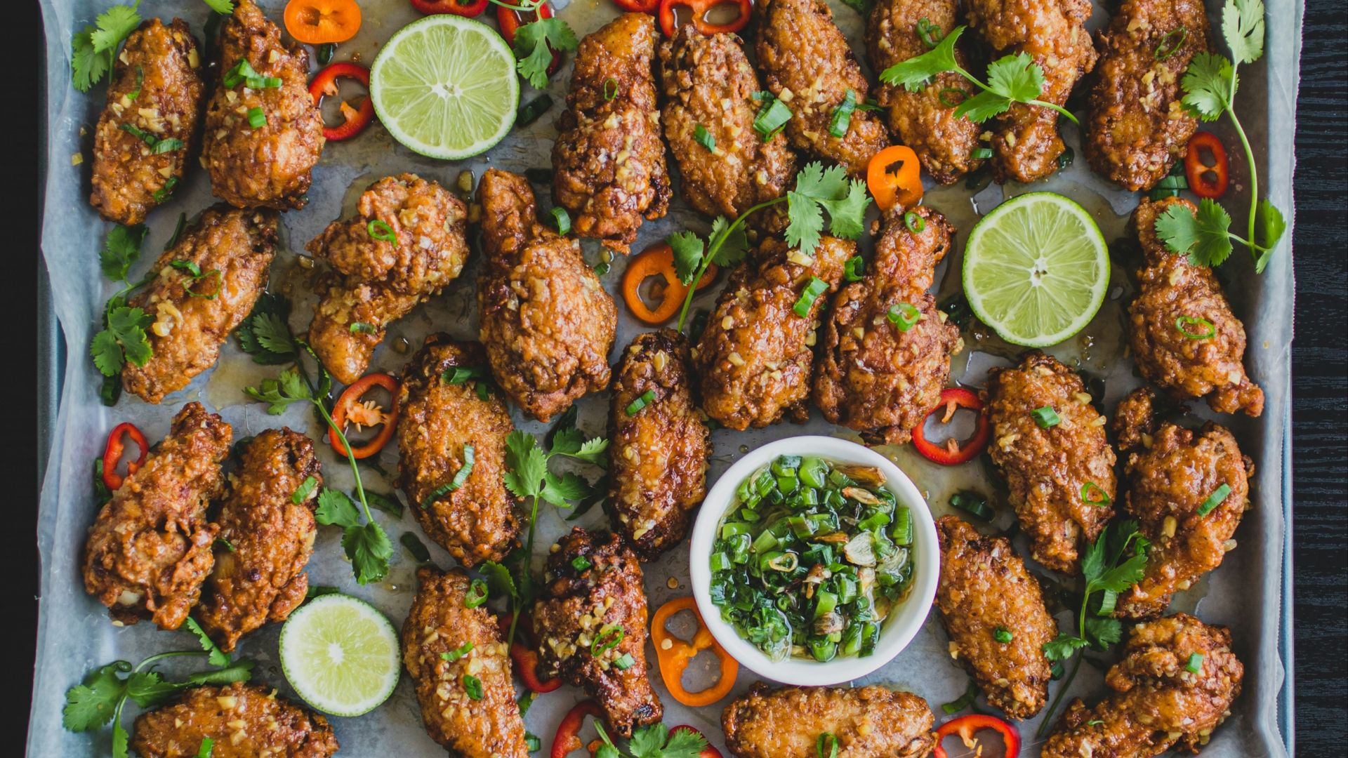 cooked food on black tray