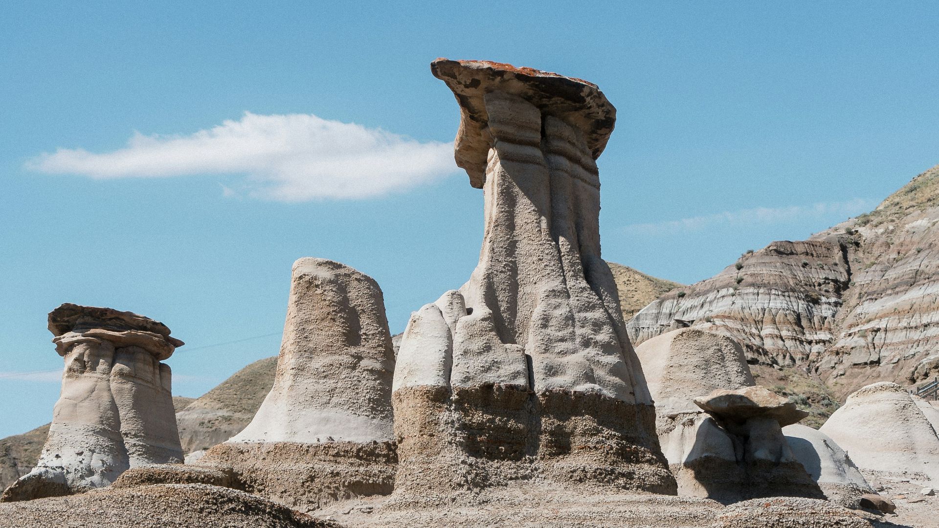a group of large rocks with Ischigualasto Provincial Park in the background