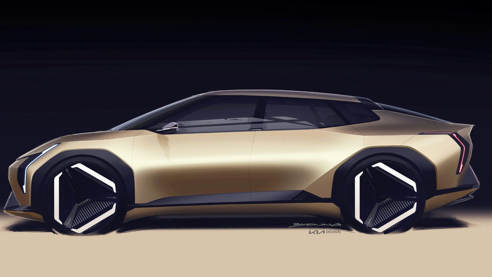a concept car is shown in the dark