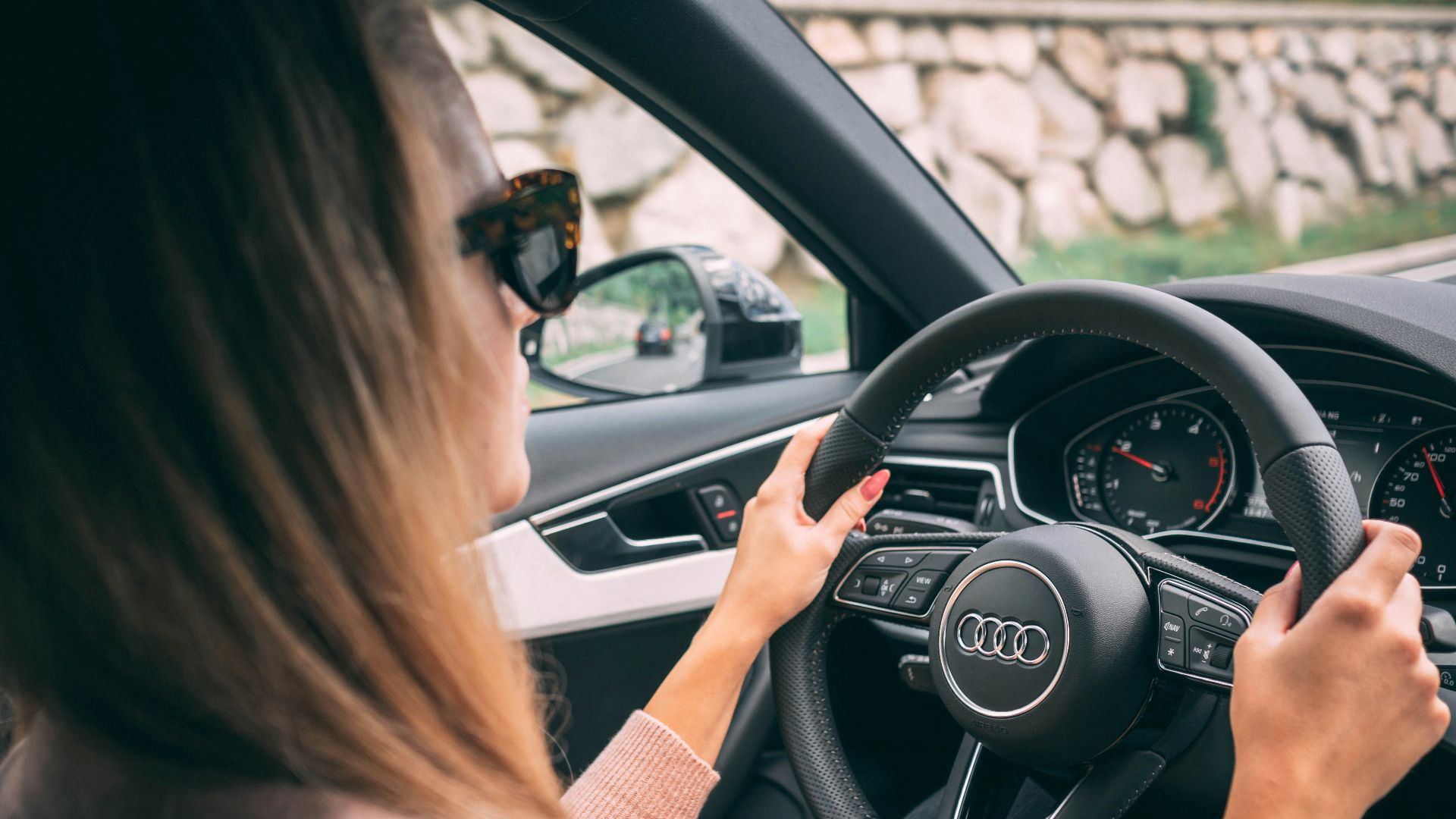woman driving car