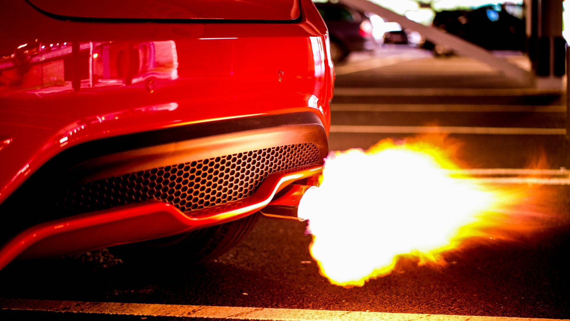 red car blowing turbo