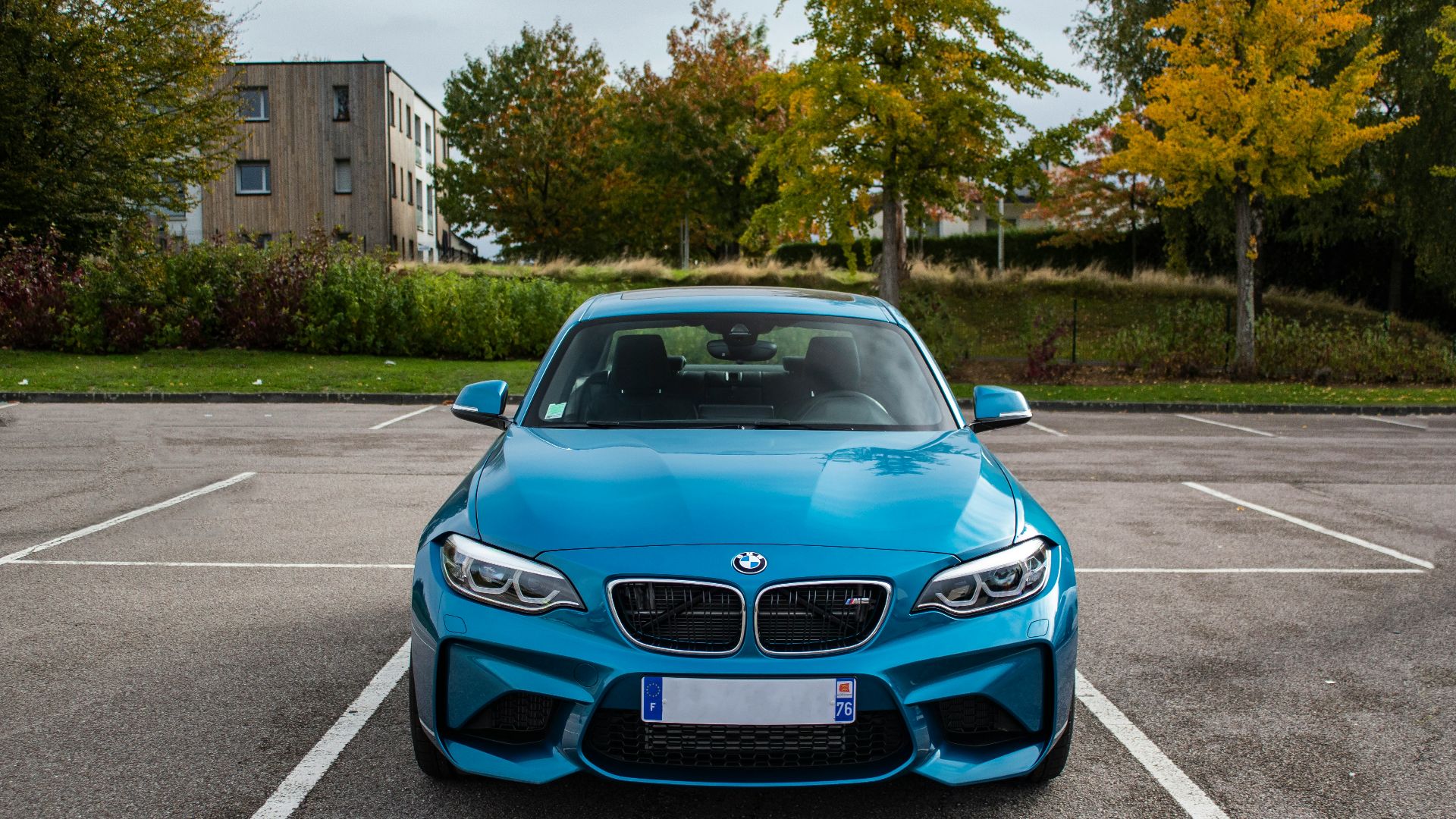 blue BMW vehicle