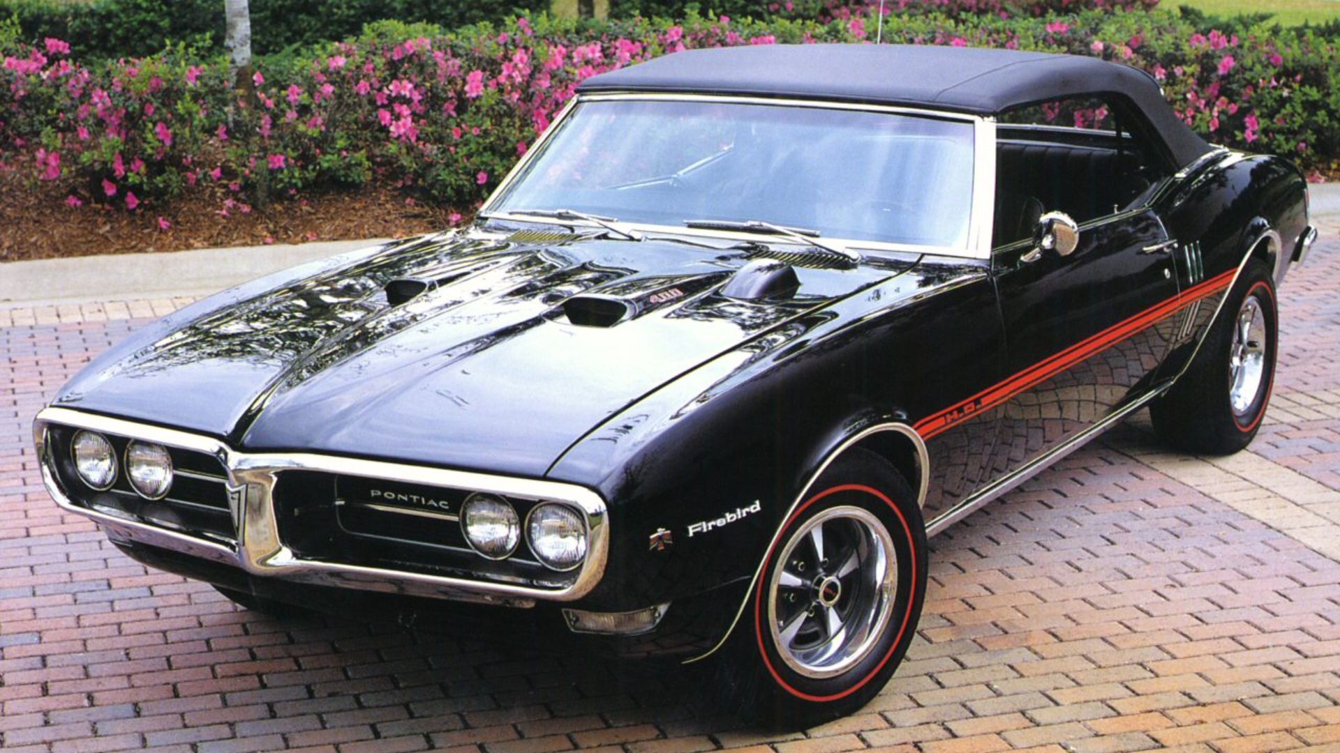 File:1968 Pontiac Firebird 400 HO Convertible w Hood Tach Black Frt Qtr.jpg