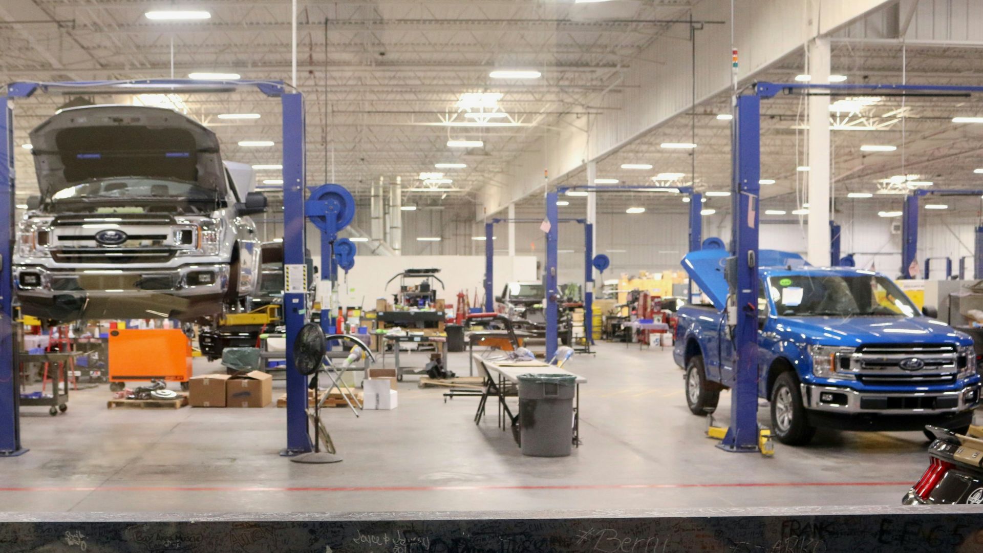 black car in a garage