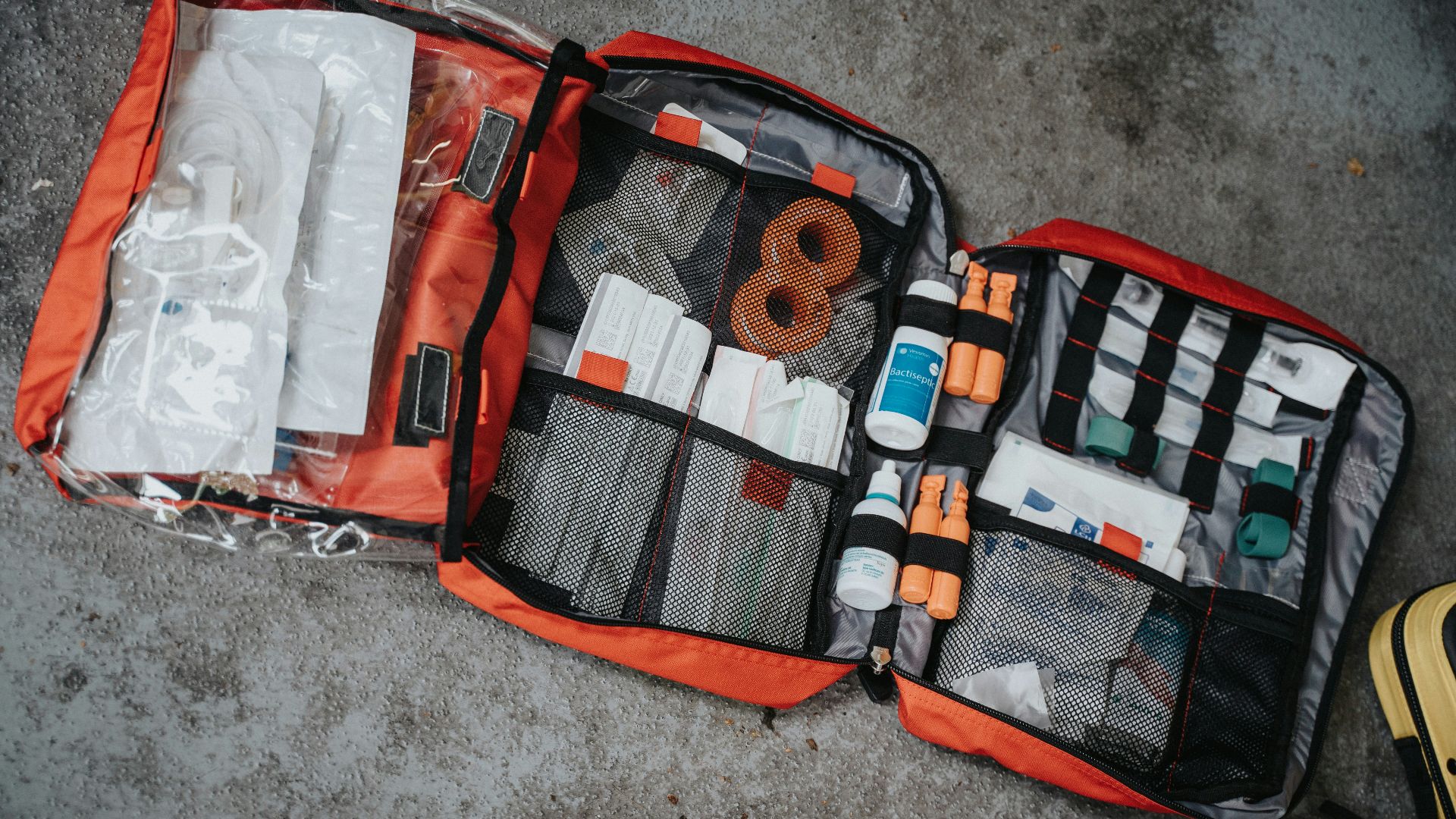 orange white and black bag