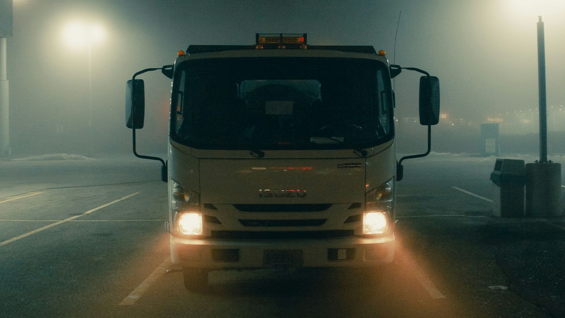 white truck on road during night time