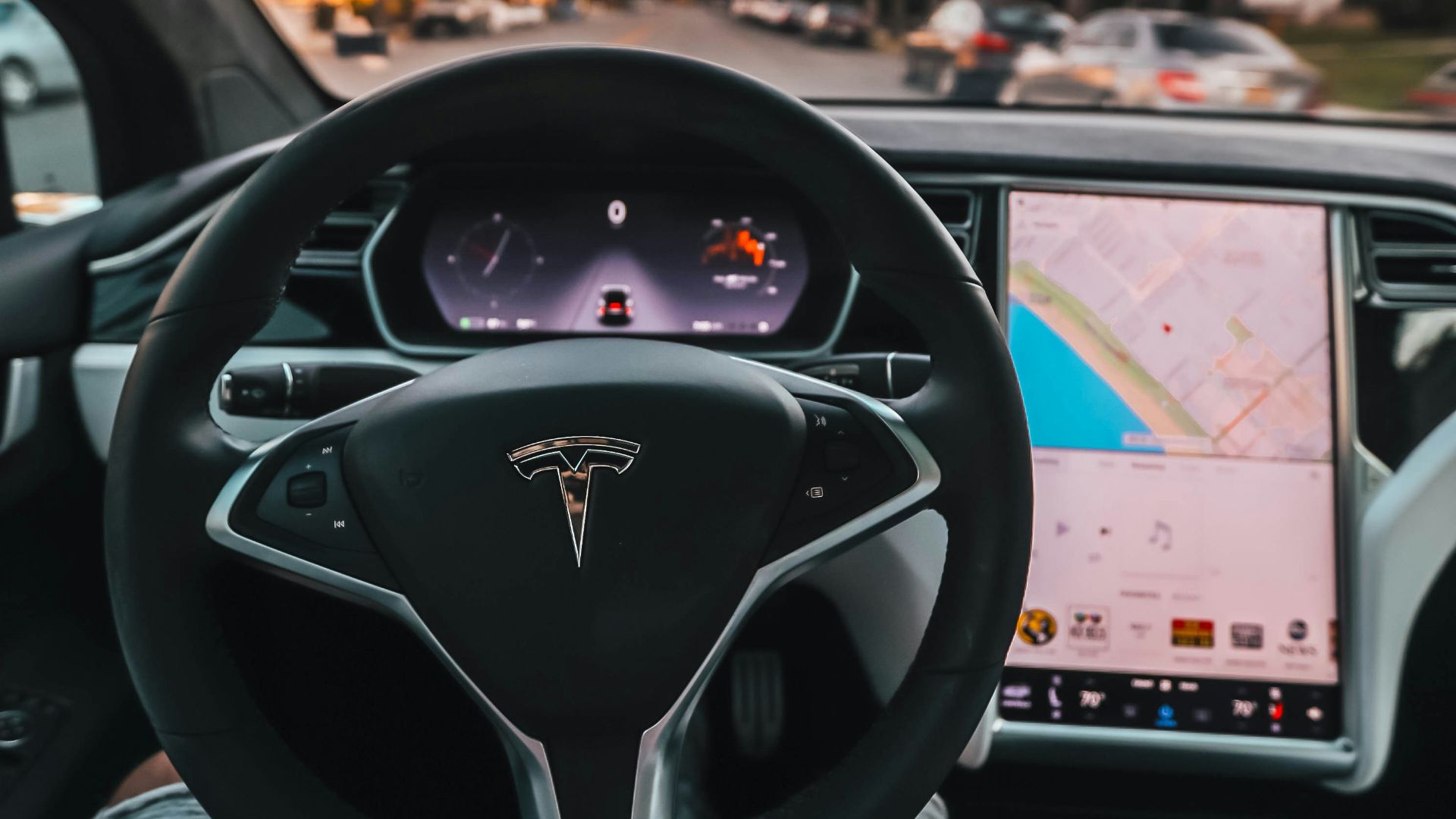 interior view of Tesla car