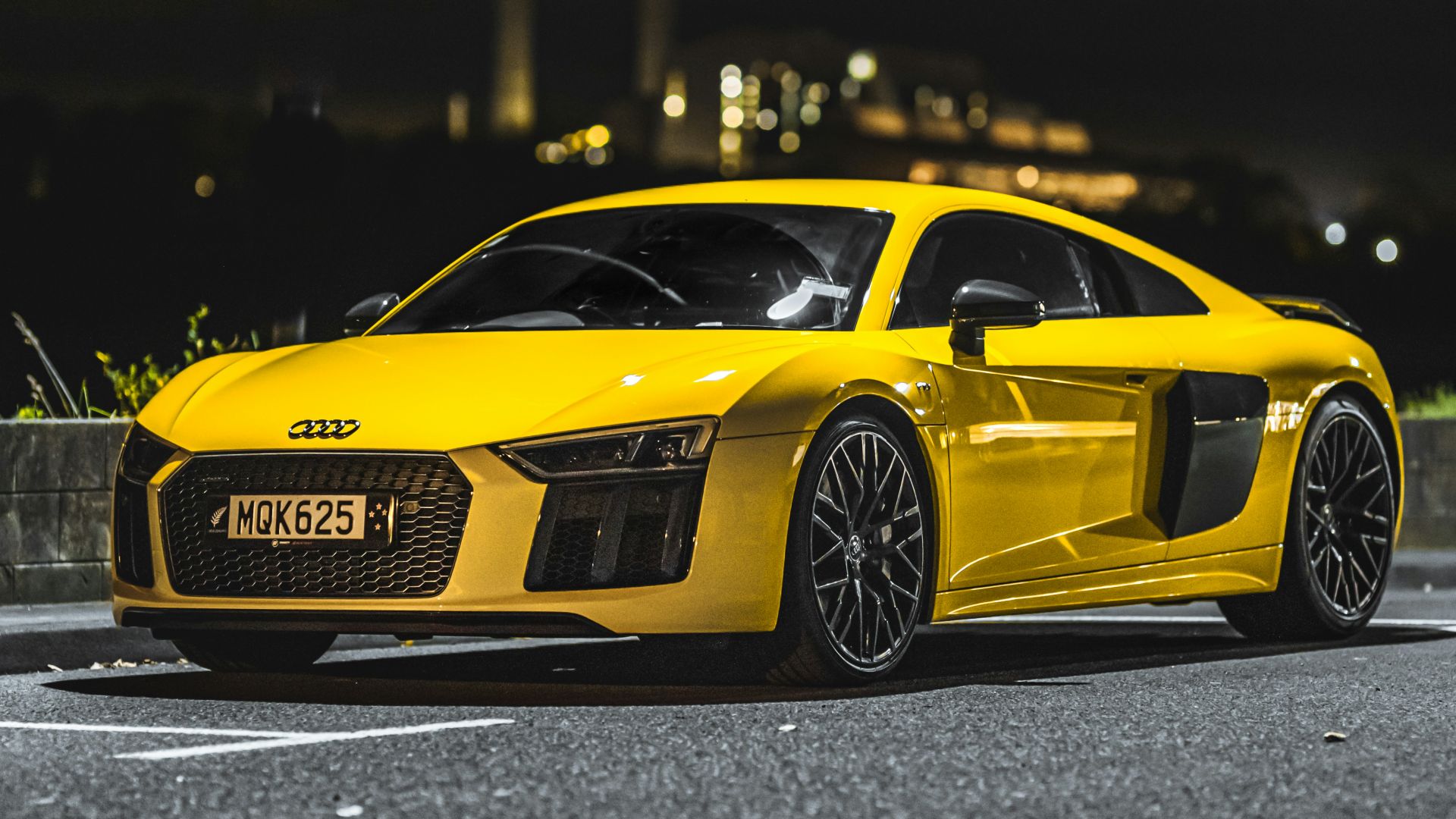 yellow lamborghini aventador on road during night time