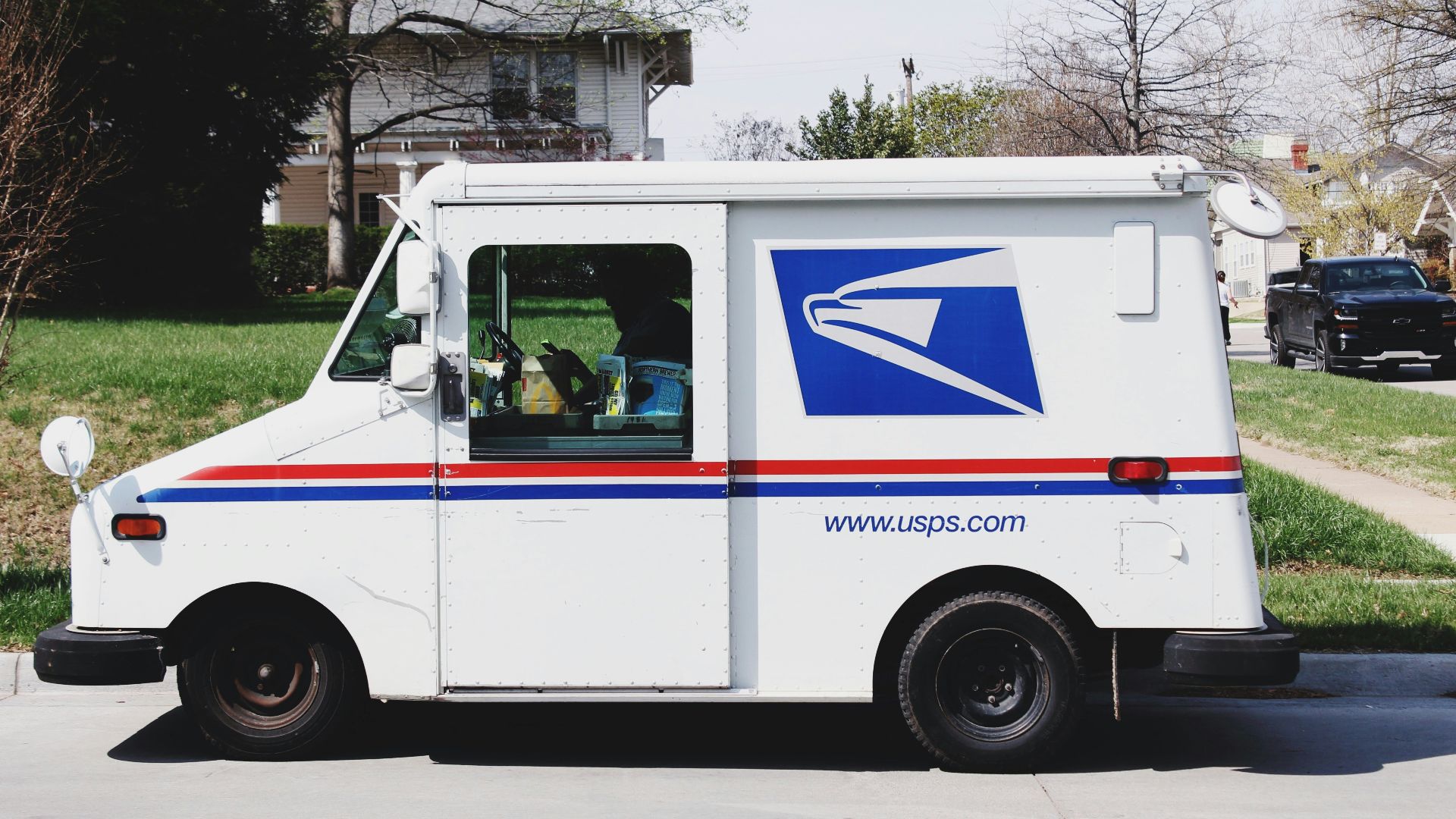 landscape photography of white box van