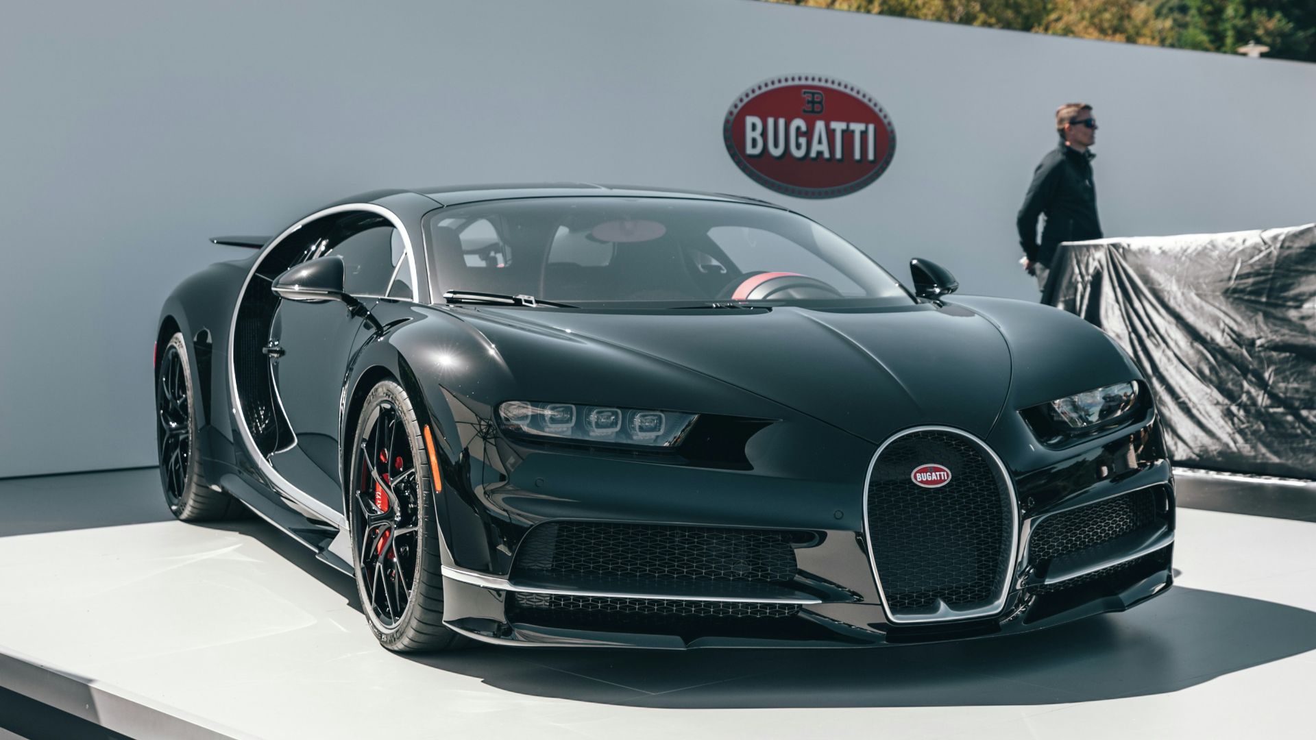 black and gray Bucatti sports car