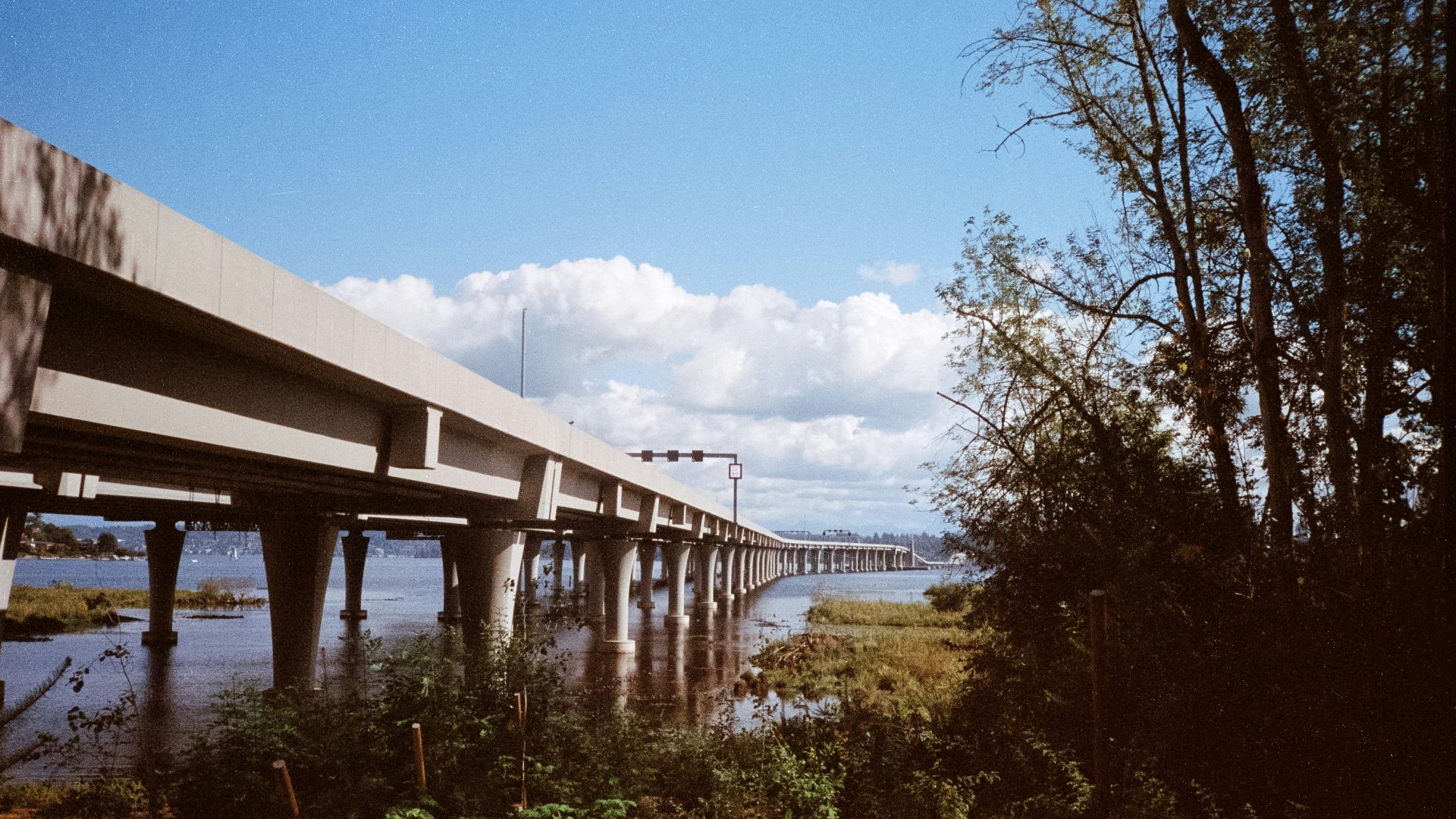 A view of a bridge over a body of water