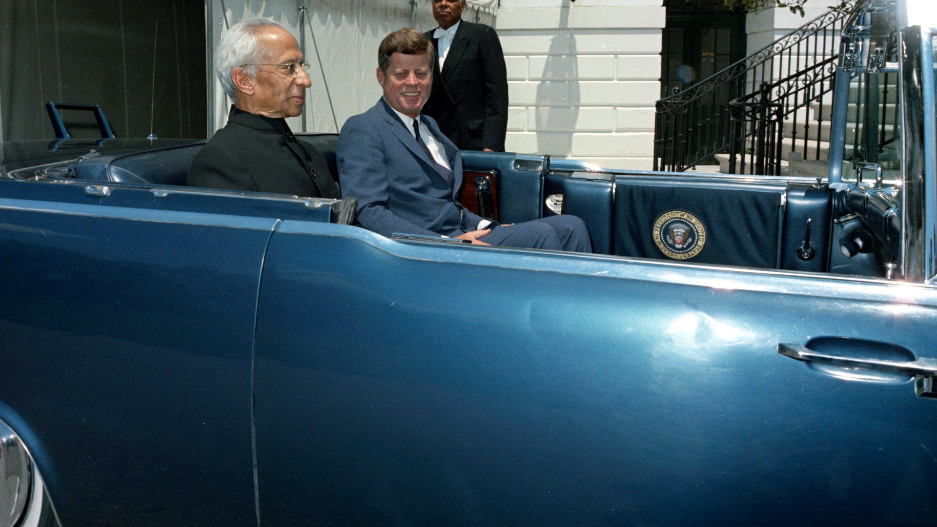 File:President John F. Kennedy and President Dr. Sarvepalli Radhakrishnan of India in Car before Motorcade (14006700820).jpg