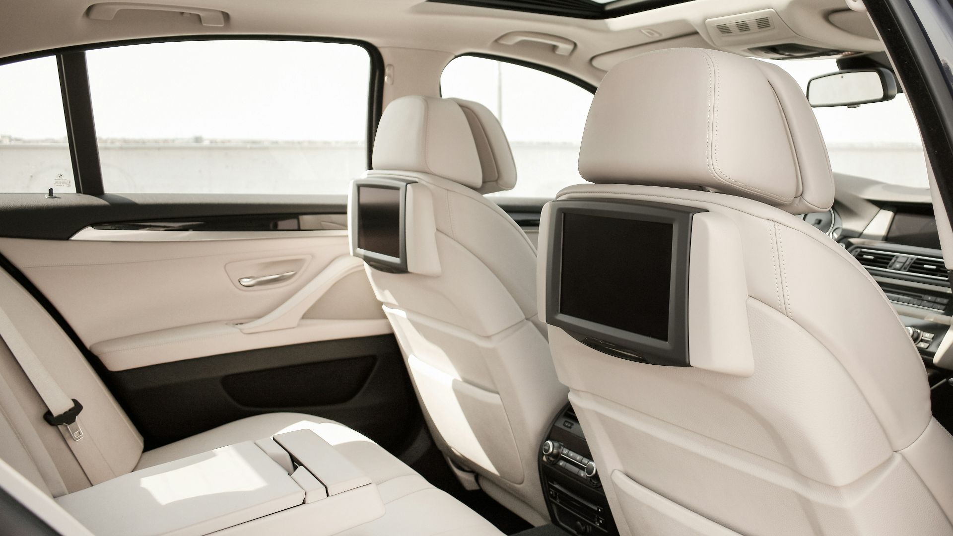 white vehicle backseat