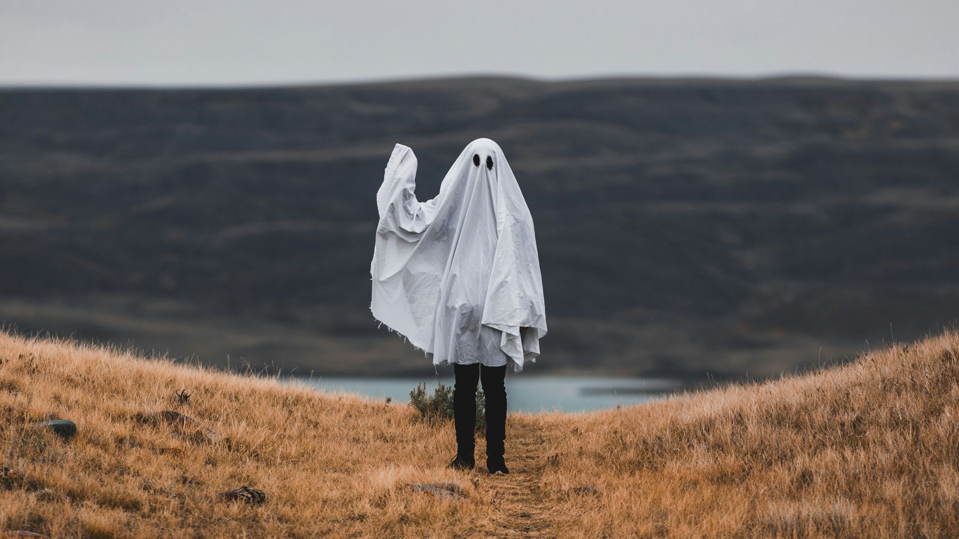woman in white coat standing on brown grass field during daytime