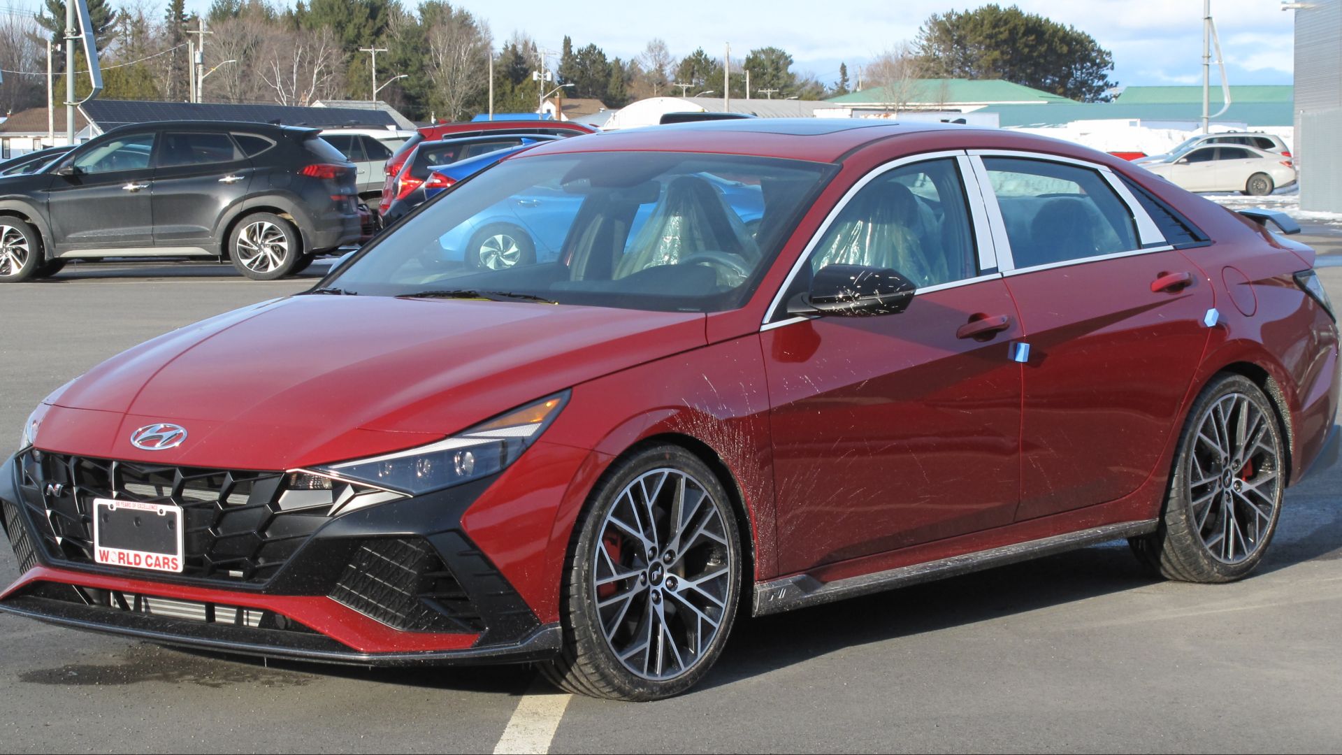 File:2022 Hyundai Elantra N in Fiery Red, Front Left, 04-01-2022.jpg