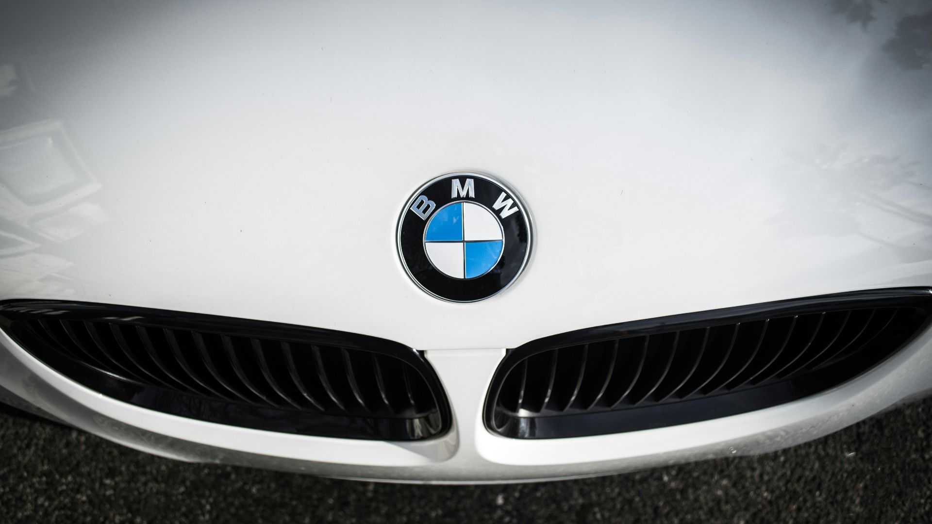 white bmw car with blue and white logo