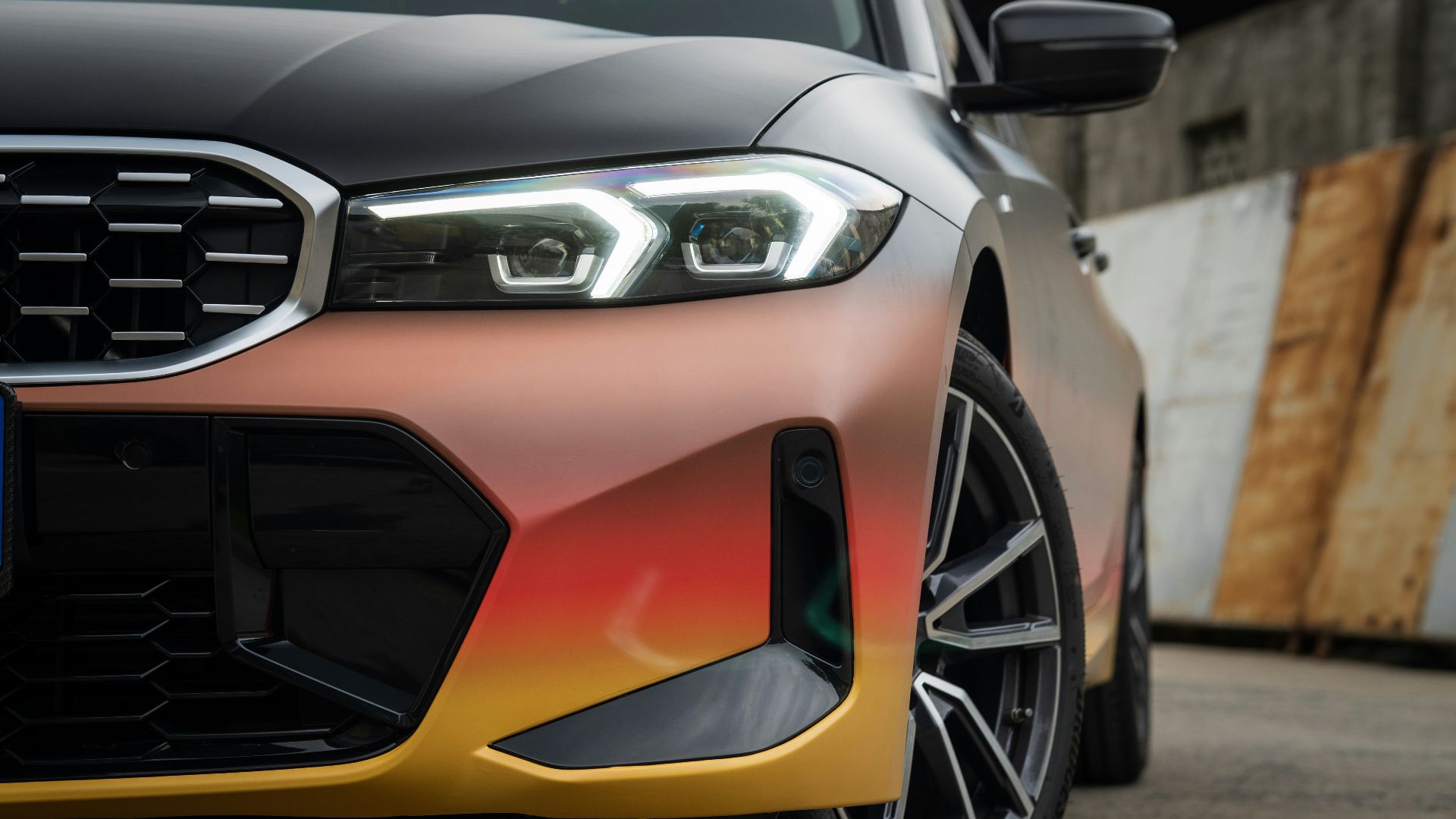 a close up of the front of a car