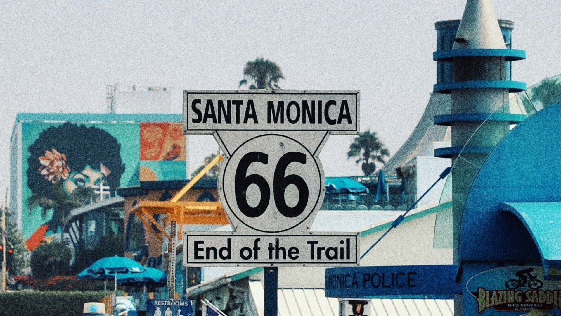 a sign for santa monica and the end of the trail