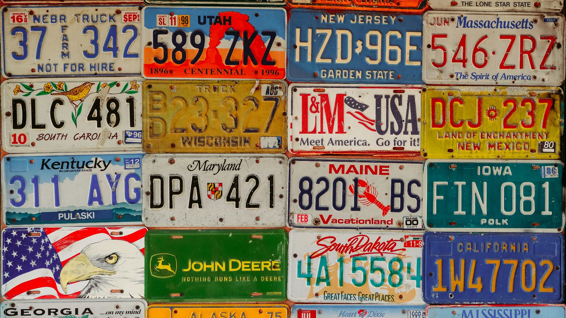 assorted-color license plate lot