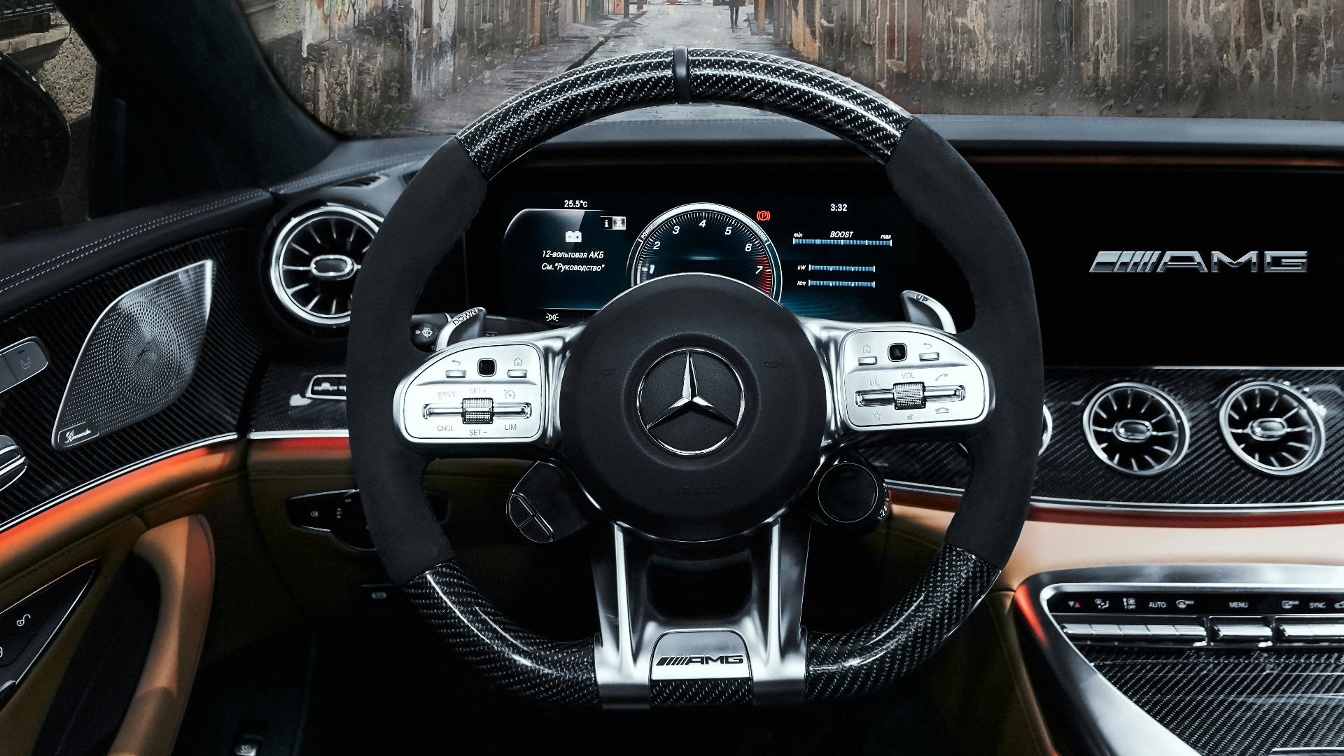 black and silver mercedes benz steering wheel
