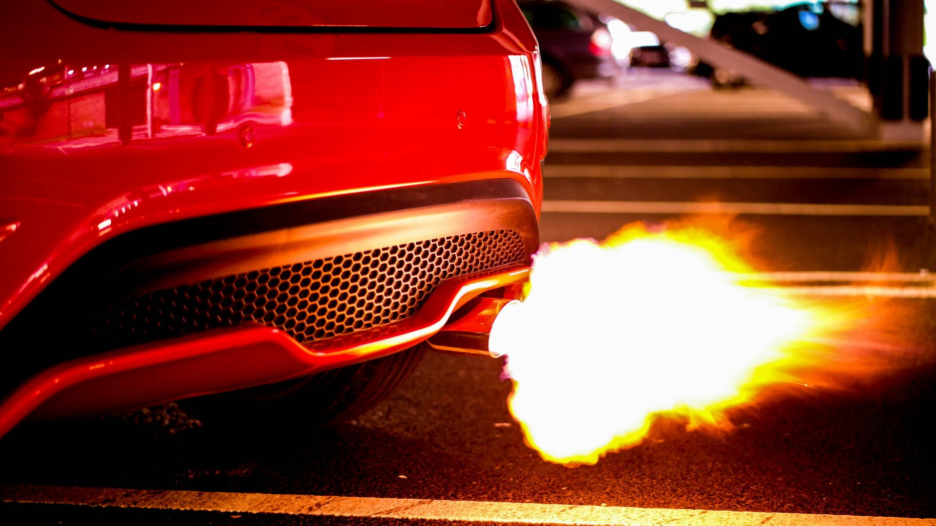 red car blowing turbo