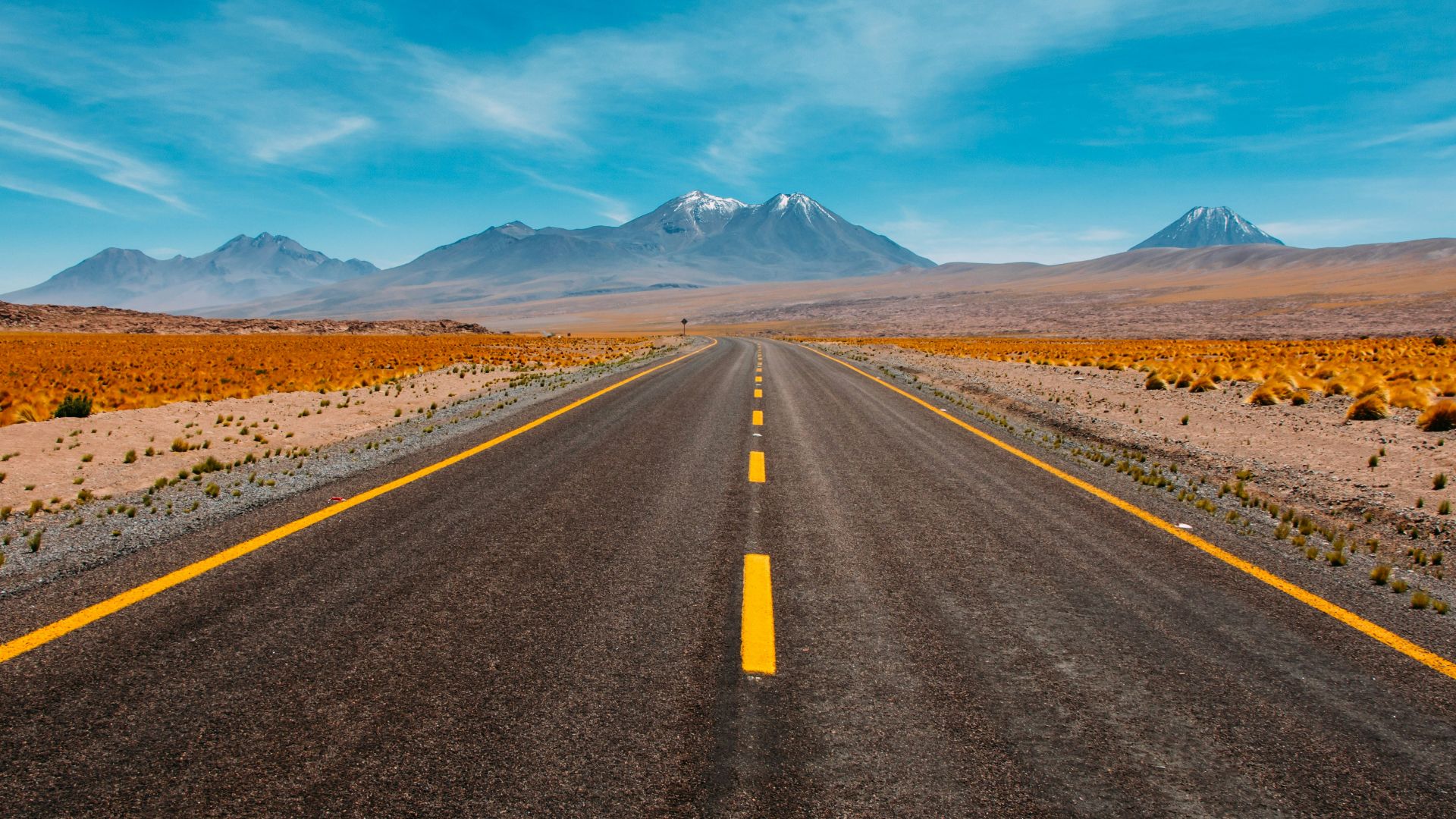 lone road going to mountains