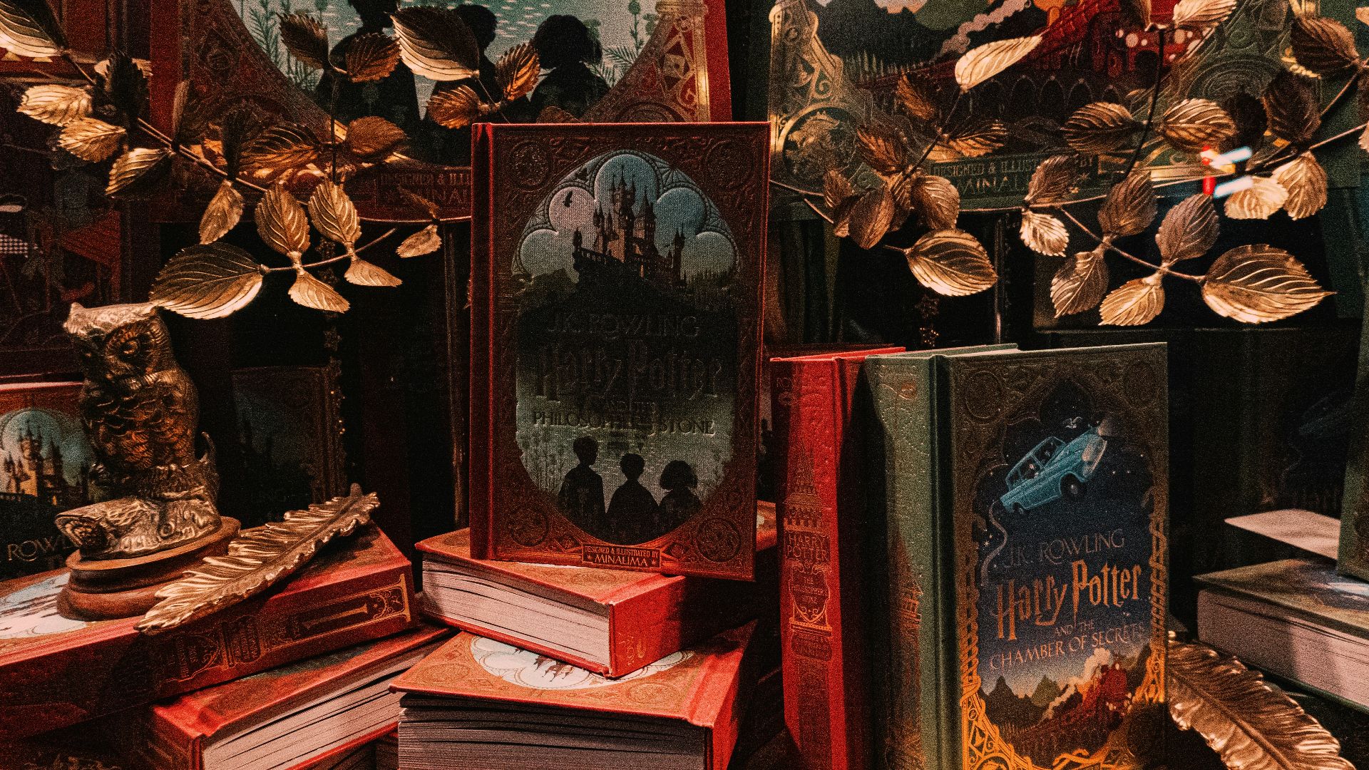 red and brown wooden shelf