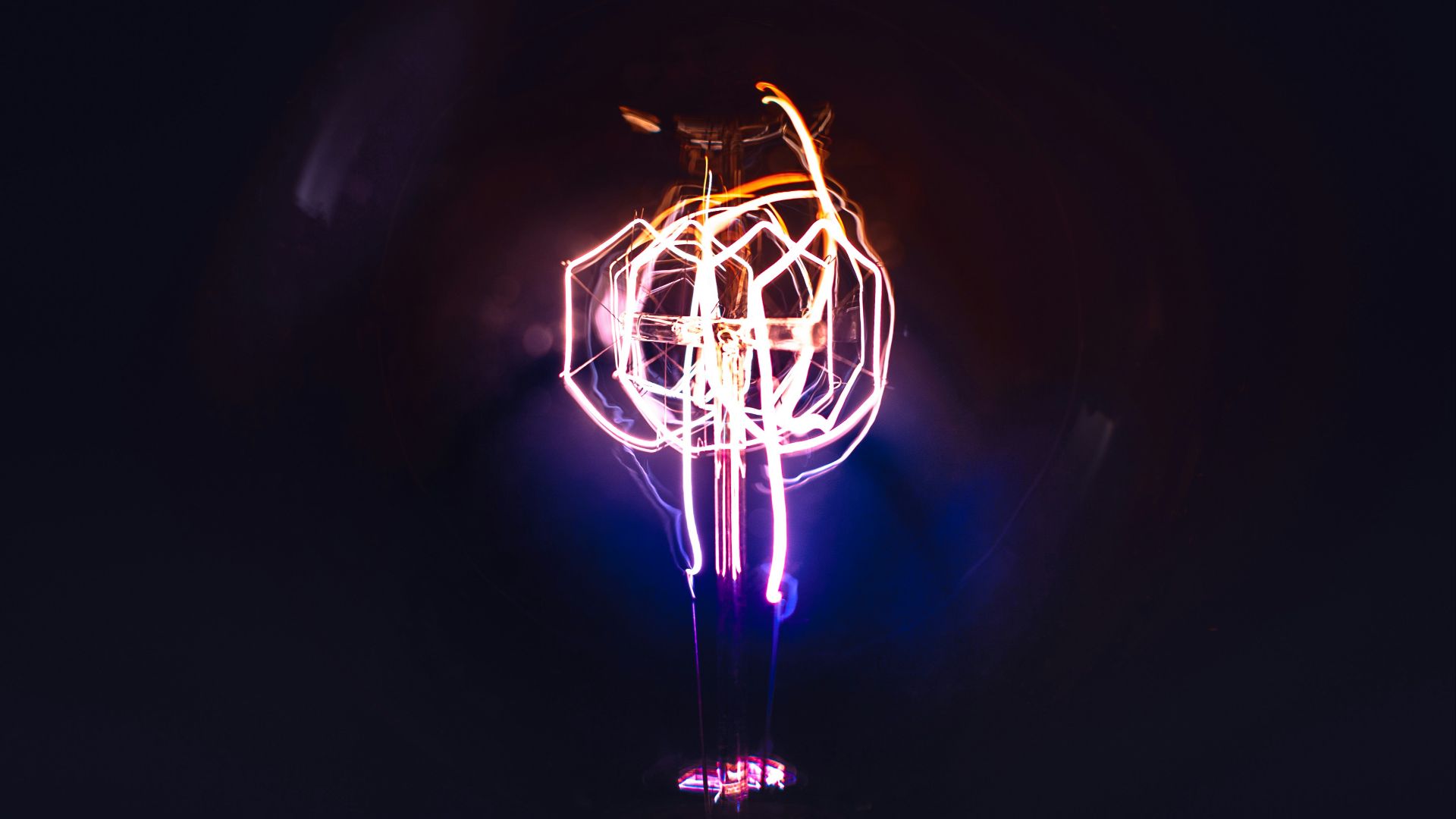 silver and purple light fixture