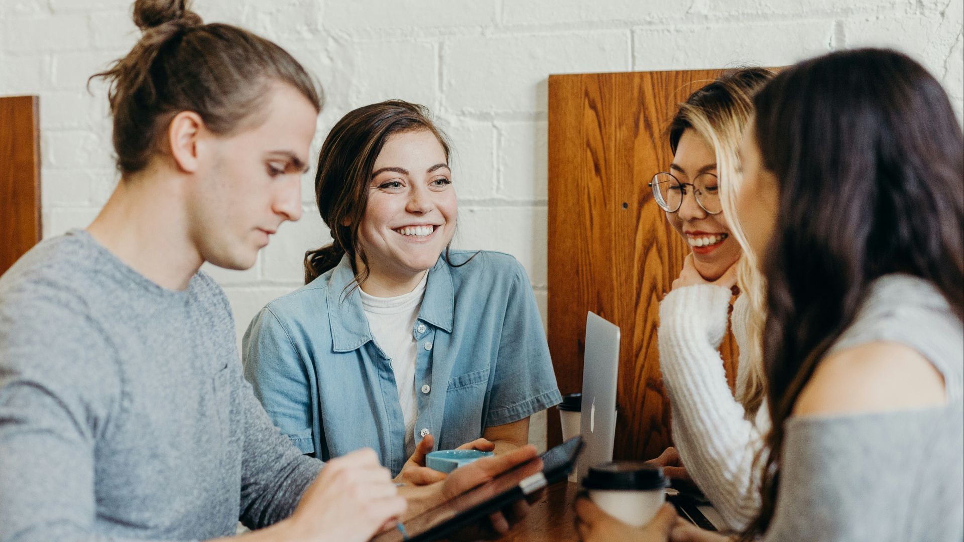 A group of friends at a coffee shop