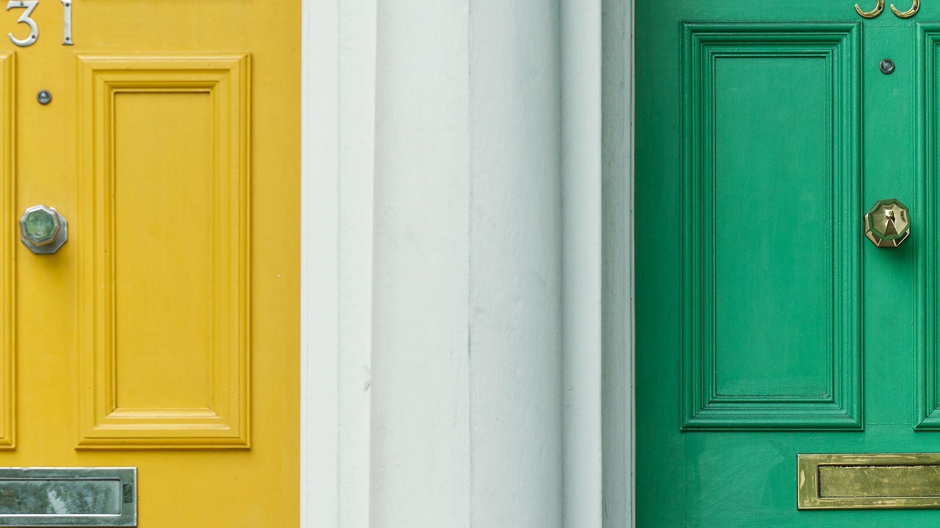green door beside yellow door