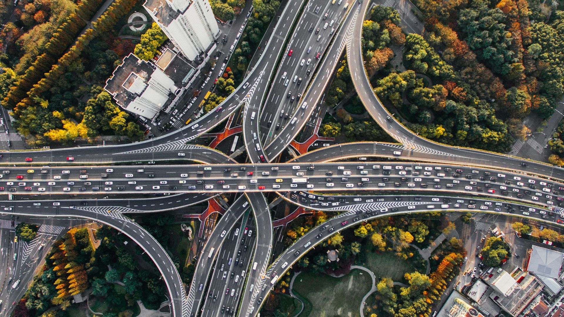 aerial photography of concrete roads