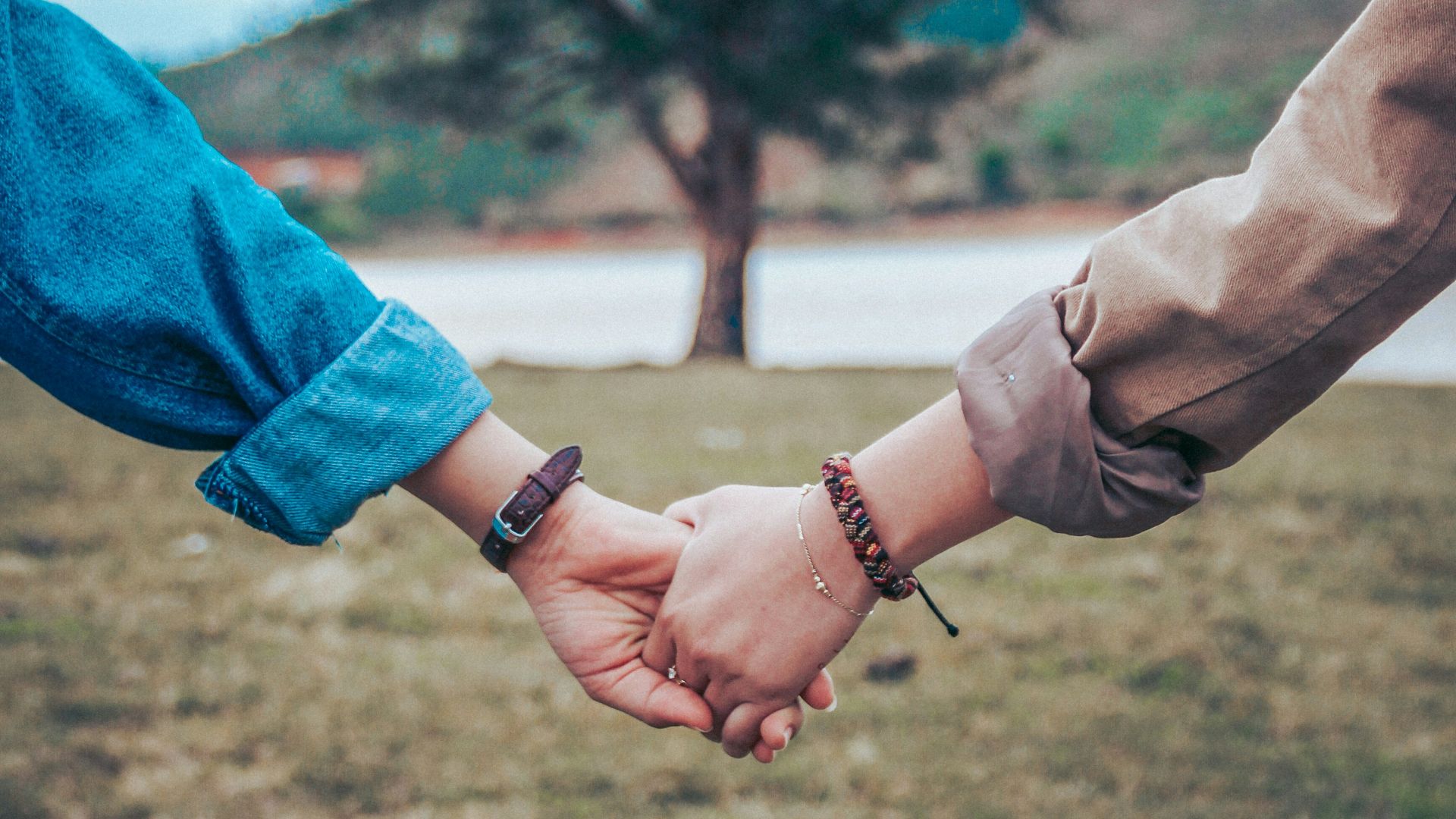 two persons holding hands