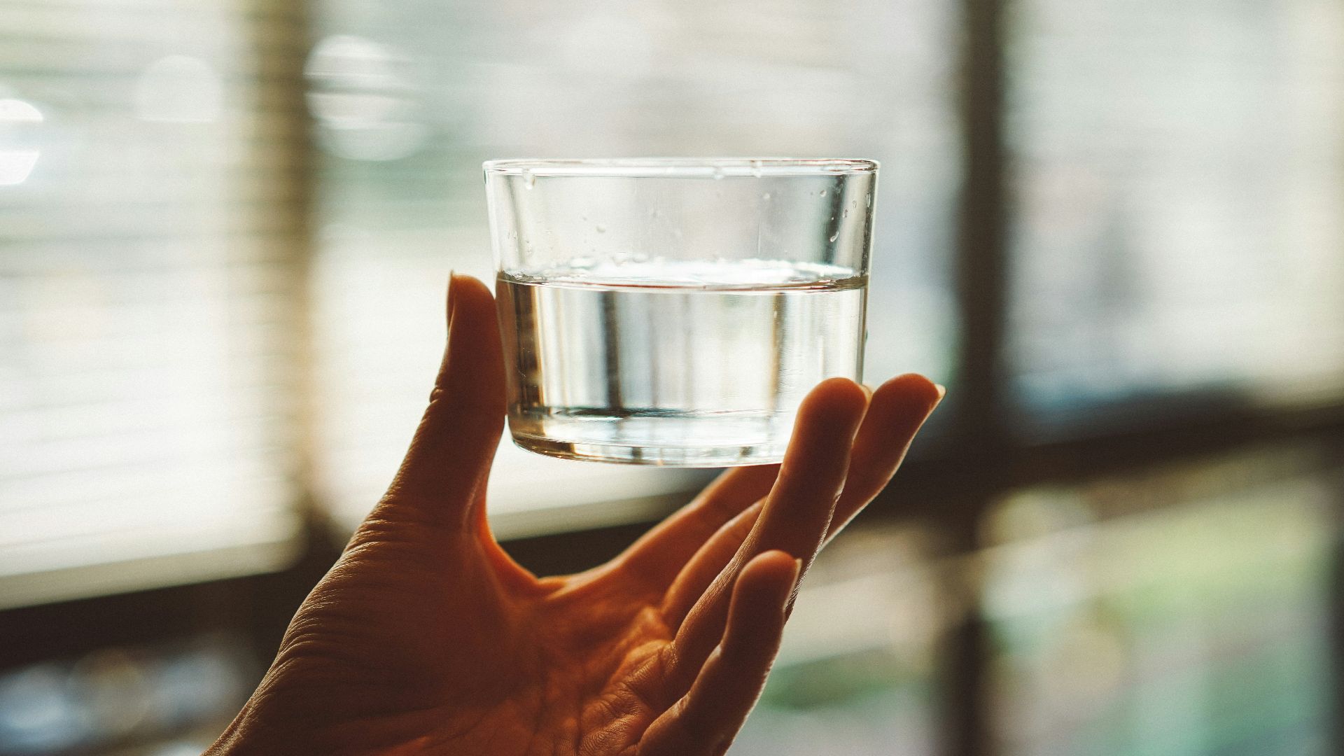 person holding clear glass cup with half-filled water